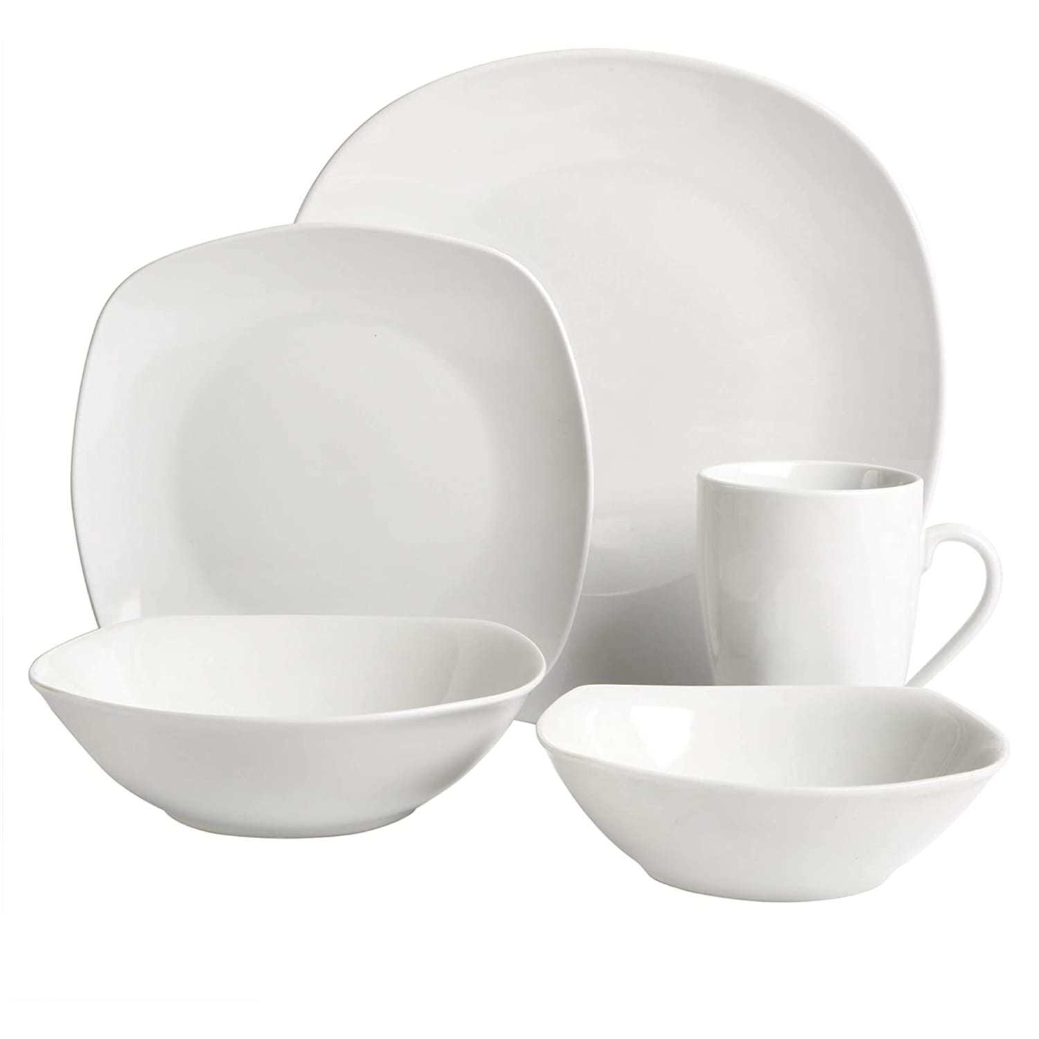 Gibson Home Classic Pearl 39-Piece Fine Ceramic Square Dinnerware Set, White - Image 4