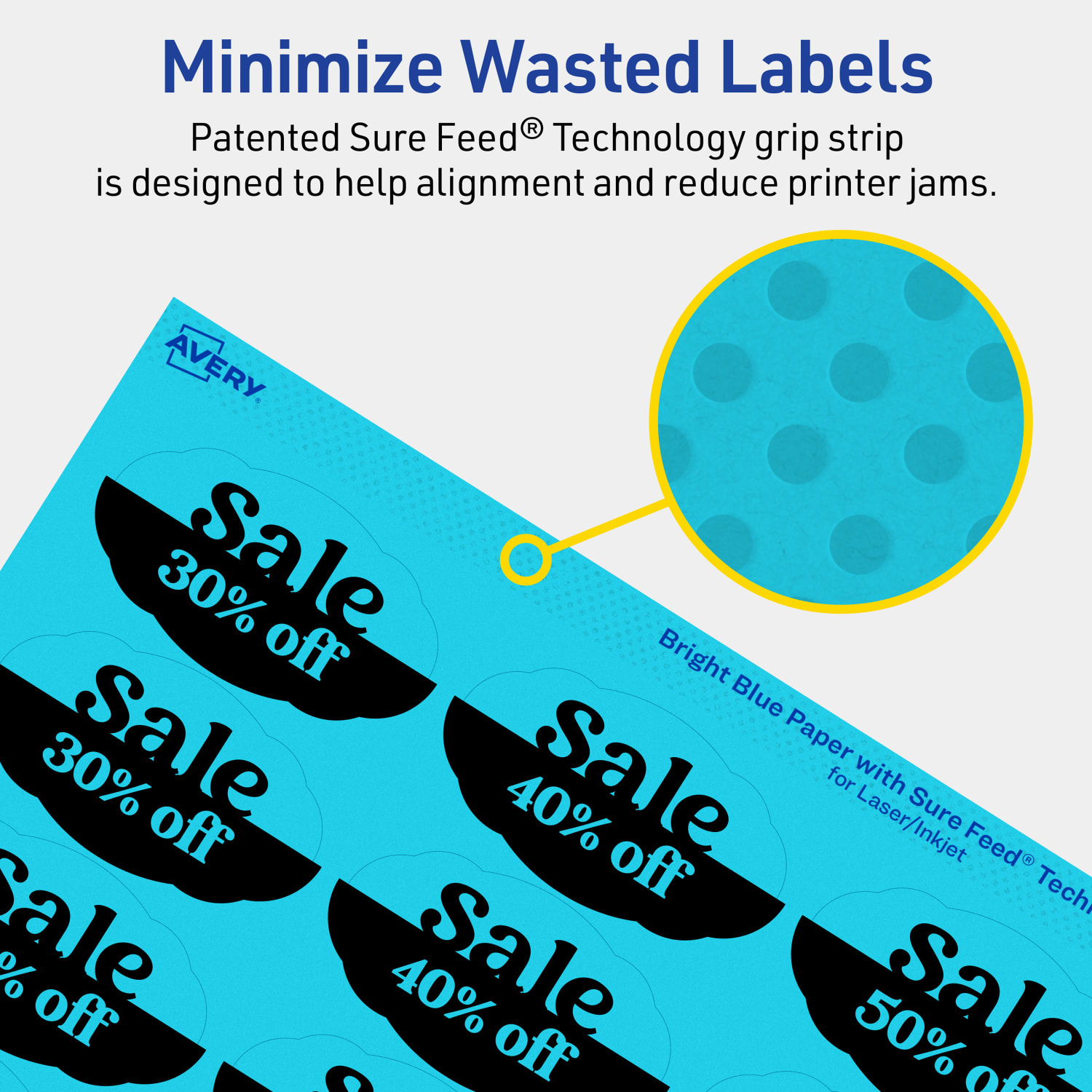 Avery Print-To-The-Edge Labels With Sure Feed Technology And Easy Peel, 94061-BBP80, Oval Scalloped, 1-1/8inx2-1/4in, Matte Bright Blue, Pack of 1680 - Image 5