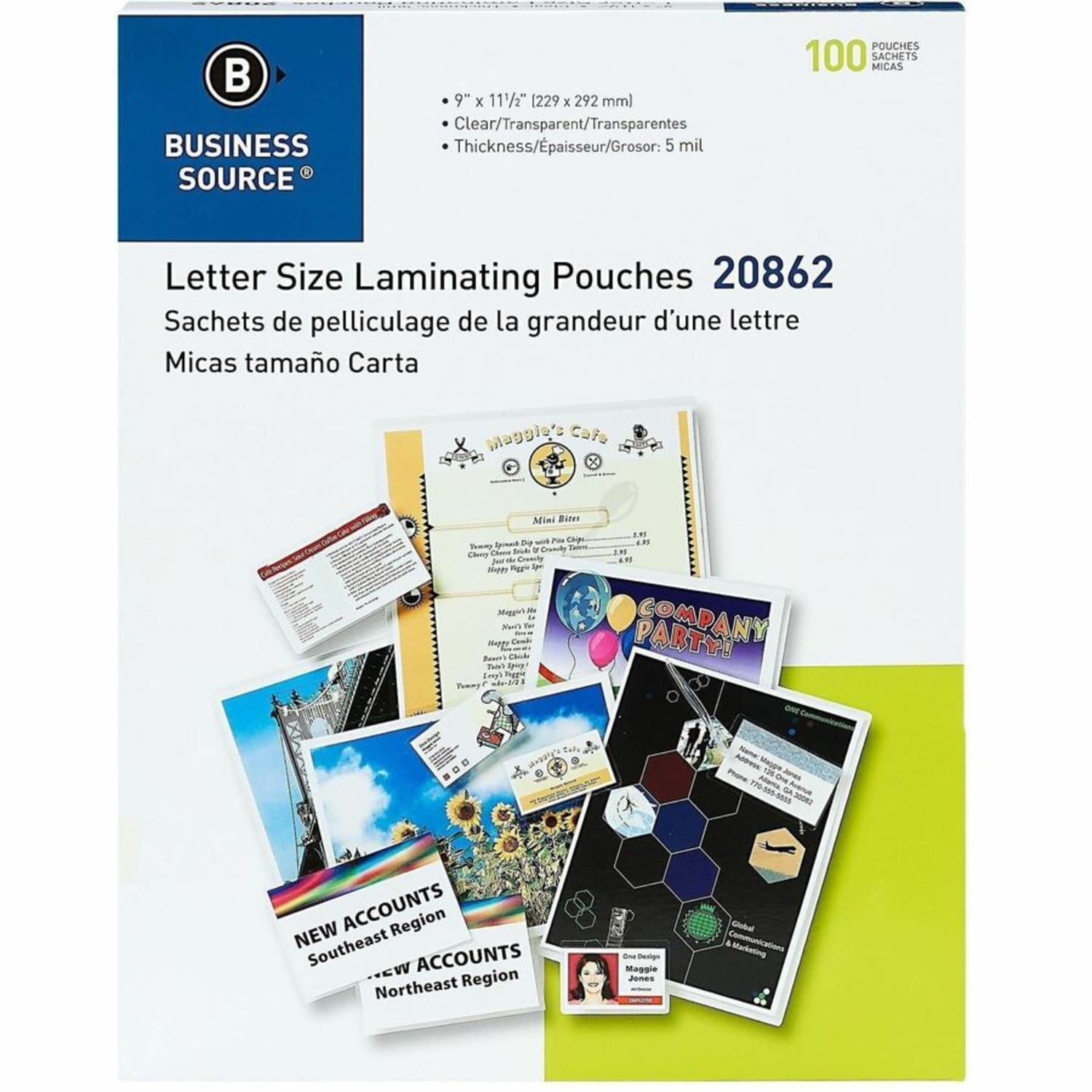 Business Source 5 mil Letter-size Laminating Pouches - Sheet Size Supported: Letter 8.50inx 11inx5 mil Thickness -  - 20862 - Image 3