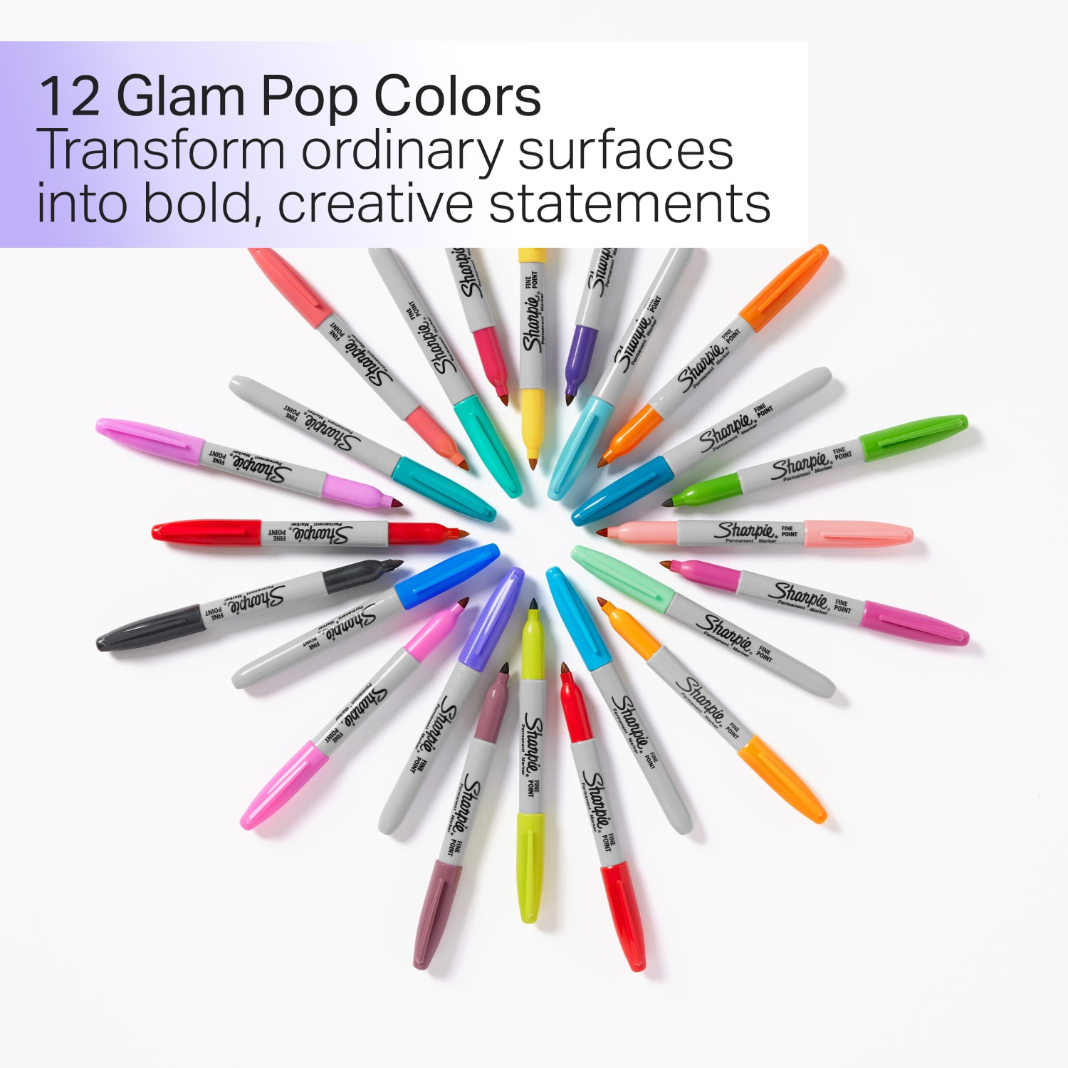 Sharpie Glam Pop Permanent Markers, Fine Point, Assorted, Pack Of 24 Markers - Image 4