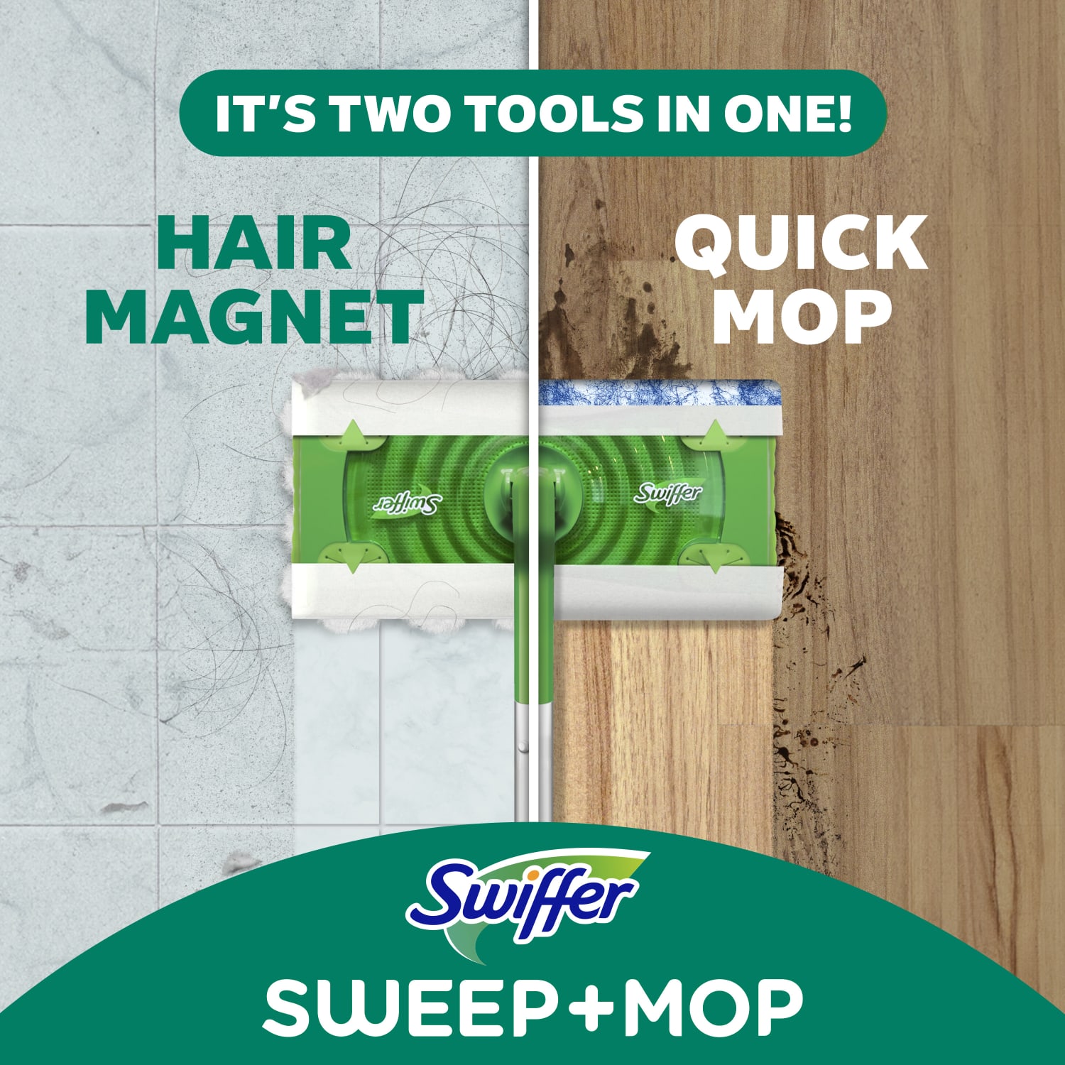 Swiffer Sweep And Mop 2-in-1 Dry + Wet Floor Mopping And Sweeping Kit, 23-1/16in x 5in - Image 6