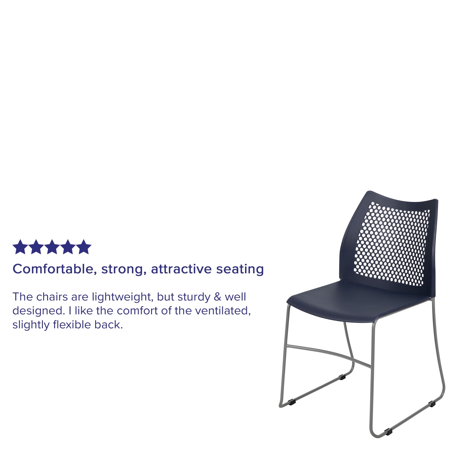 Flash Furniture HERCULES Series Sled Base Stack Chair With Air Vent Back Navy PopularChairscom