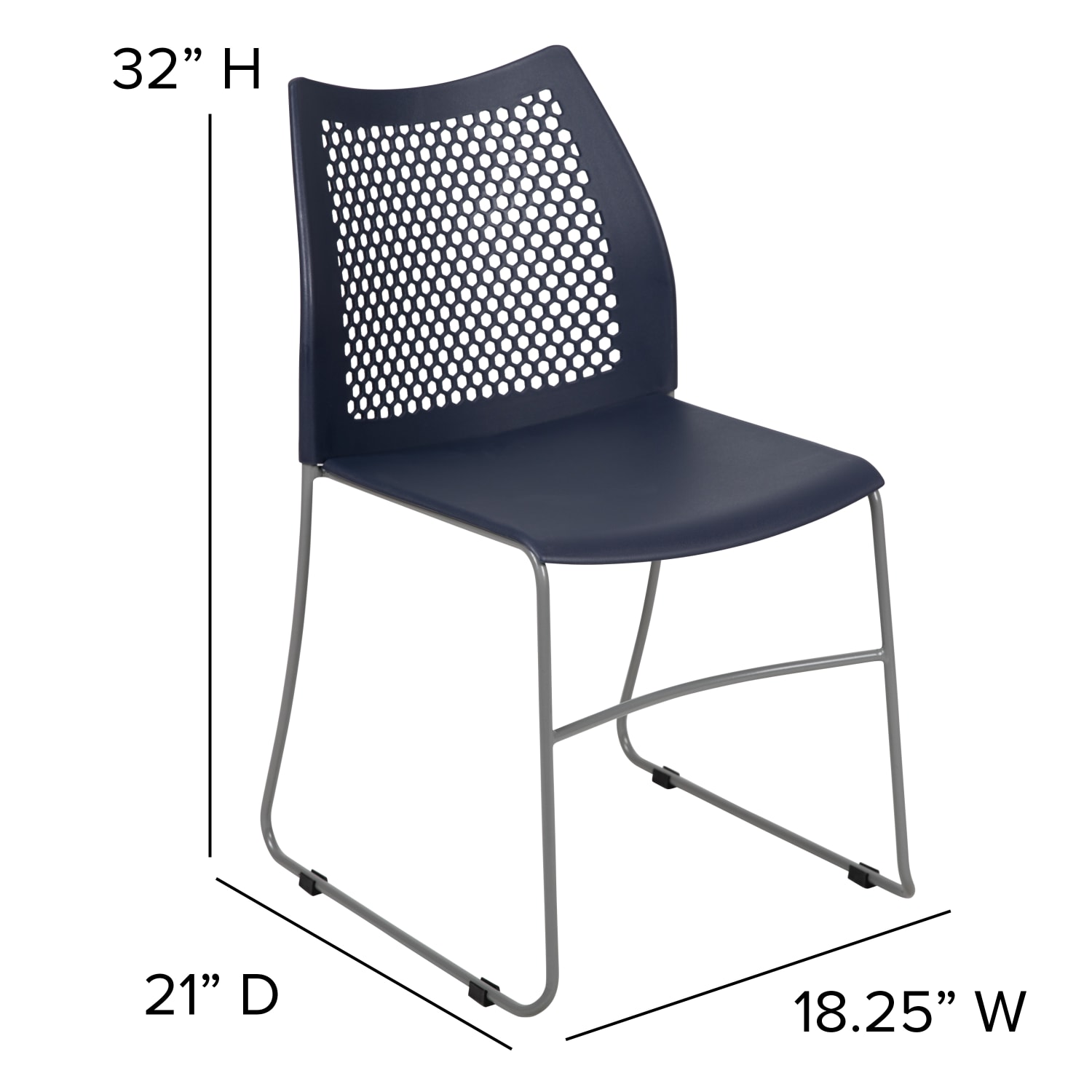 Flash Furniture HERCULES Series Sled Base Stack Chair With Air Vent Back Navy PopularChairscom