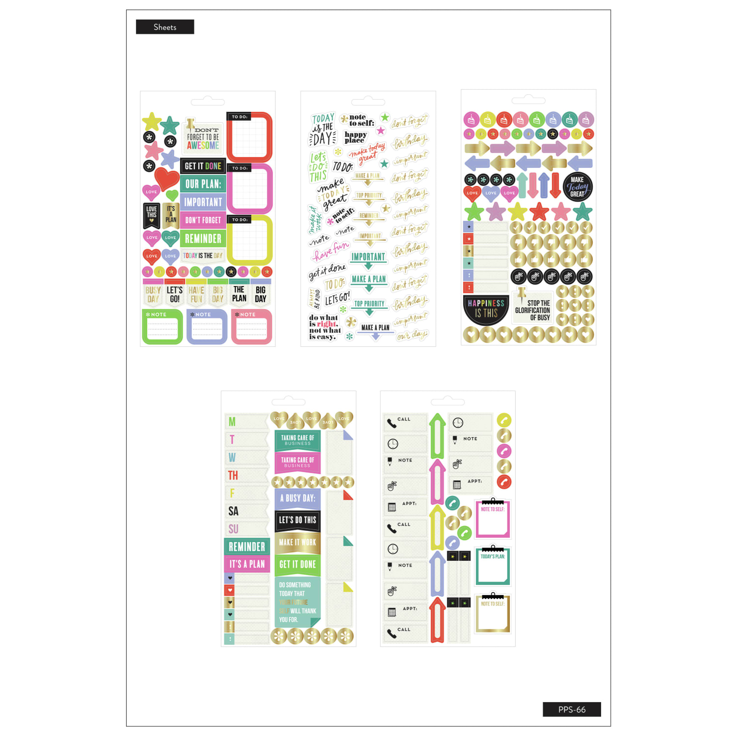 Happy Planner Stickers, 9-1/8in x 4-13/16in, Everyday Reminders, Pack Of 5 Sticker Sheets - Image 3