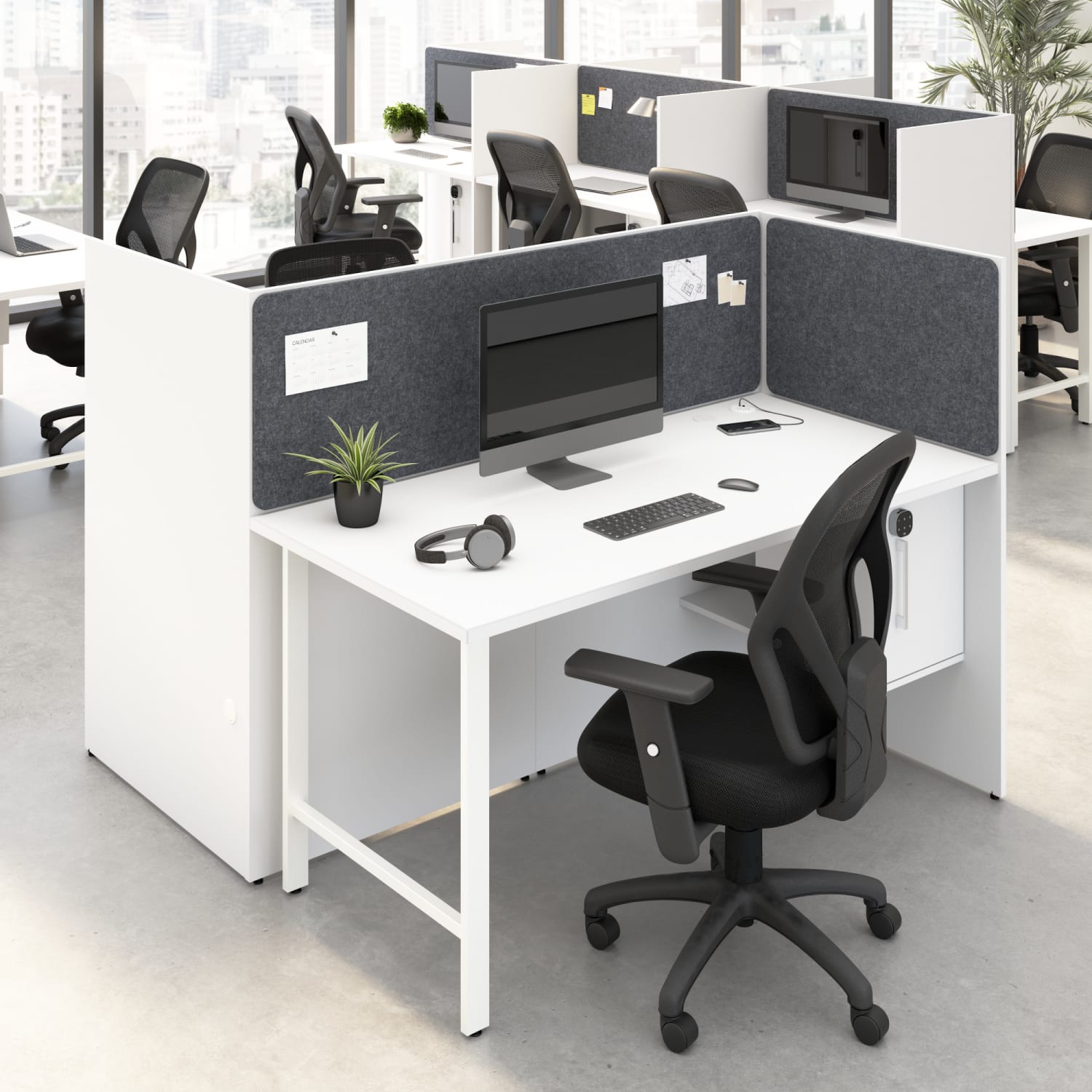 Bush Business Furniture Hustle 60-inch 2 Person Office Cubicles with Locking Storage and Large Tackboards, White, Standard Delivers - Image 3