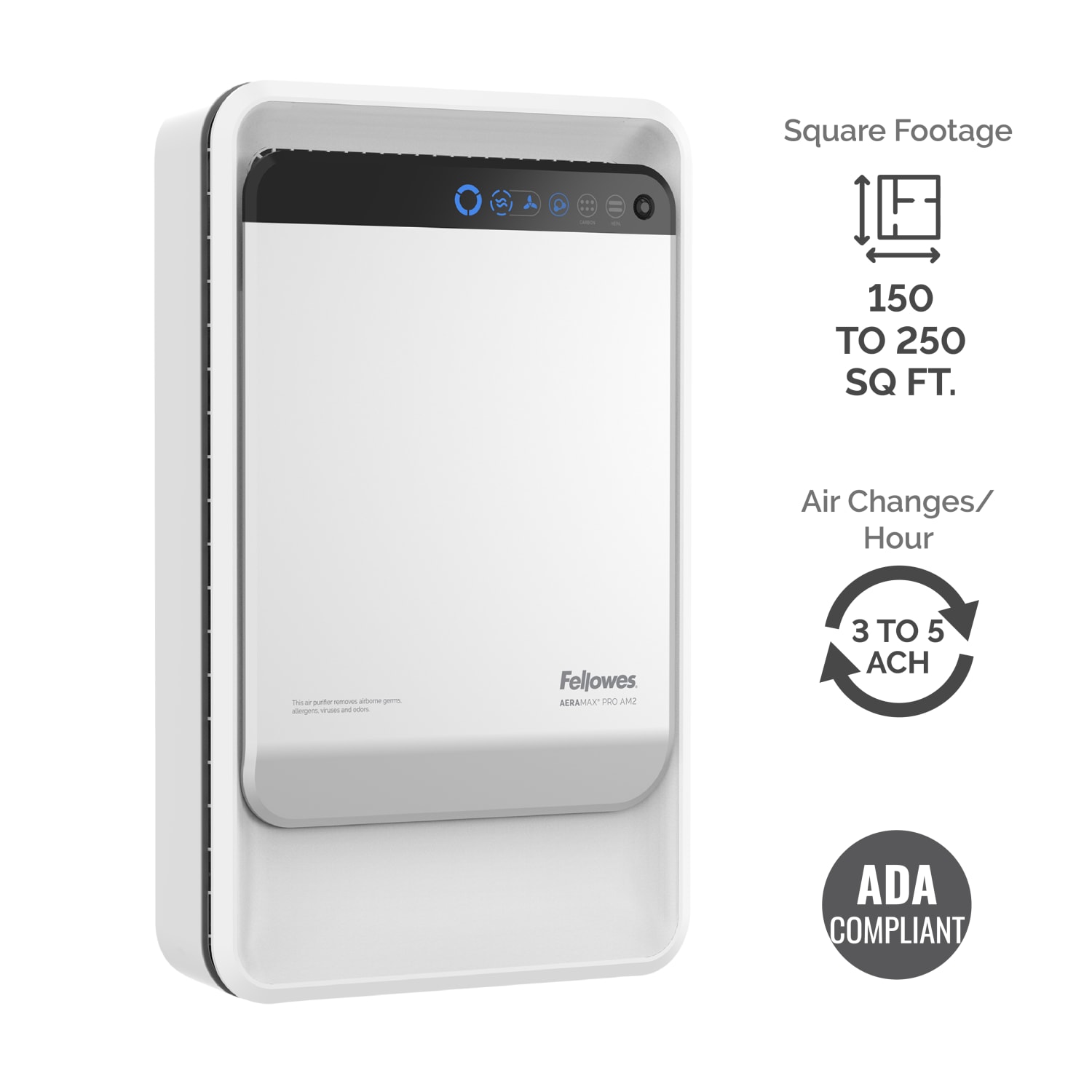 Fellowes AeraMax  Pro AM2 Air Purifier, Hardwire Wall Mount, True HEPA Filteration, 150-250 sq ft, Stainless - Image 4