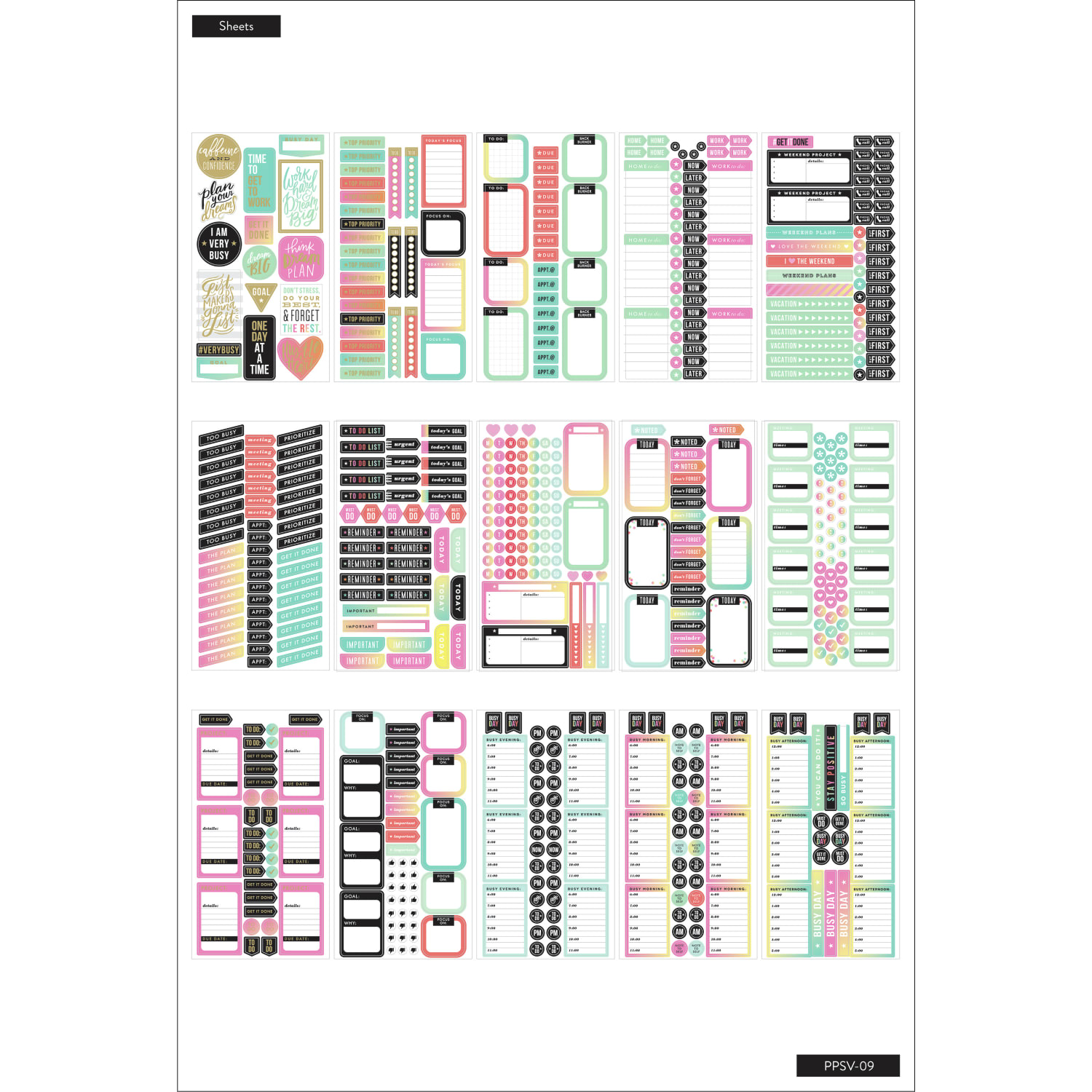 Happy Planner Classic Stickers, 9inH x 4-3/4inW x 1/4inD, Productivity, Value Pack Of 985 Stickers - Image 3
