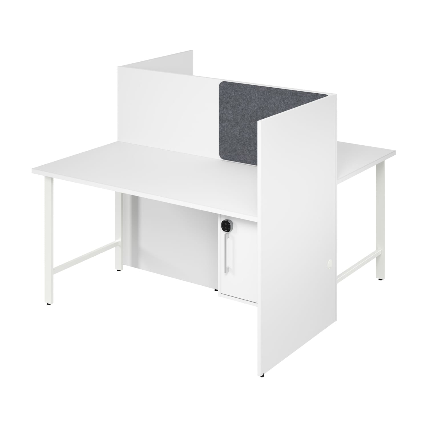 Bush Business Furniture Hustle 60-inch 2 Person Office Cubicles with Locking Storage Cabinet, White, Standard Delivers - Image 3
