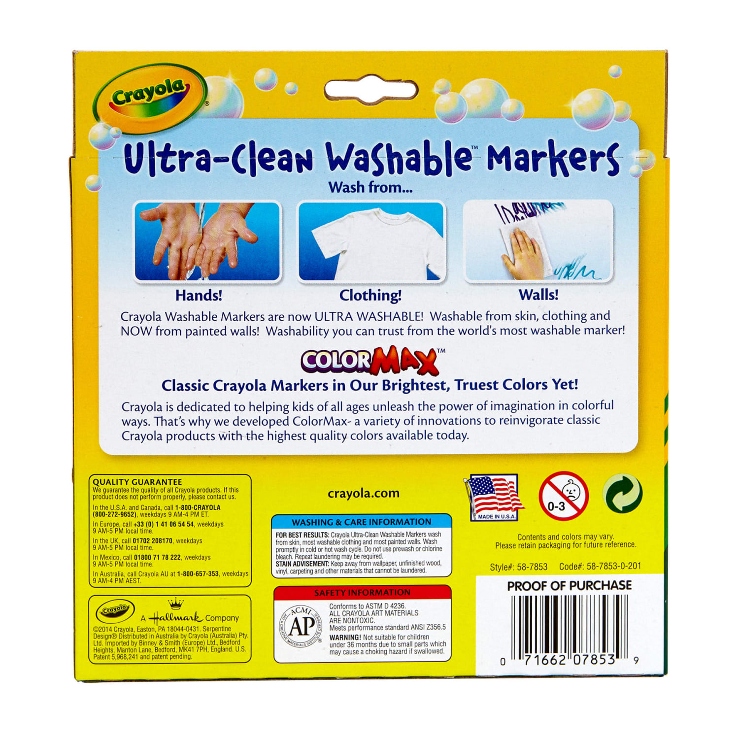Crayola Ultra-Clean Washable Bold, Broad Line, Color Max Markers, 10 Per Pack, Set Of 6 Packs - Image 6