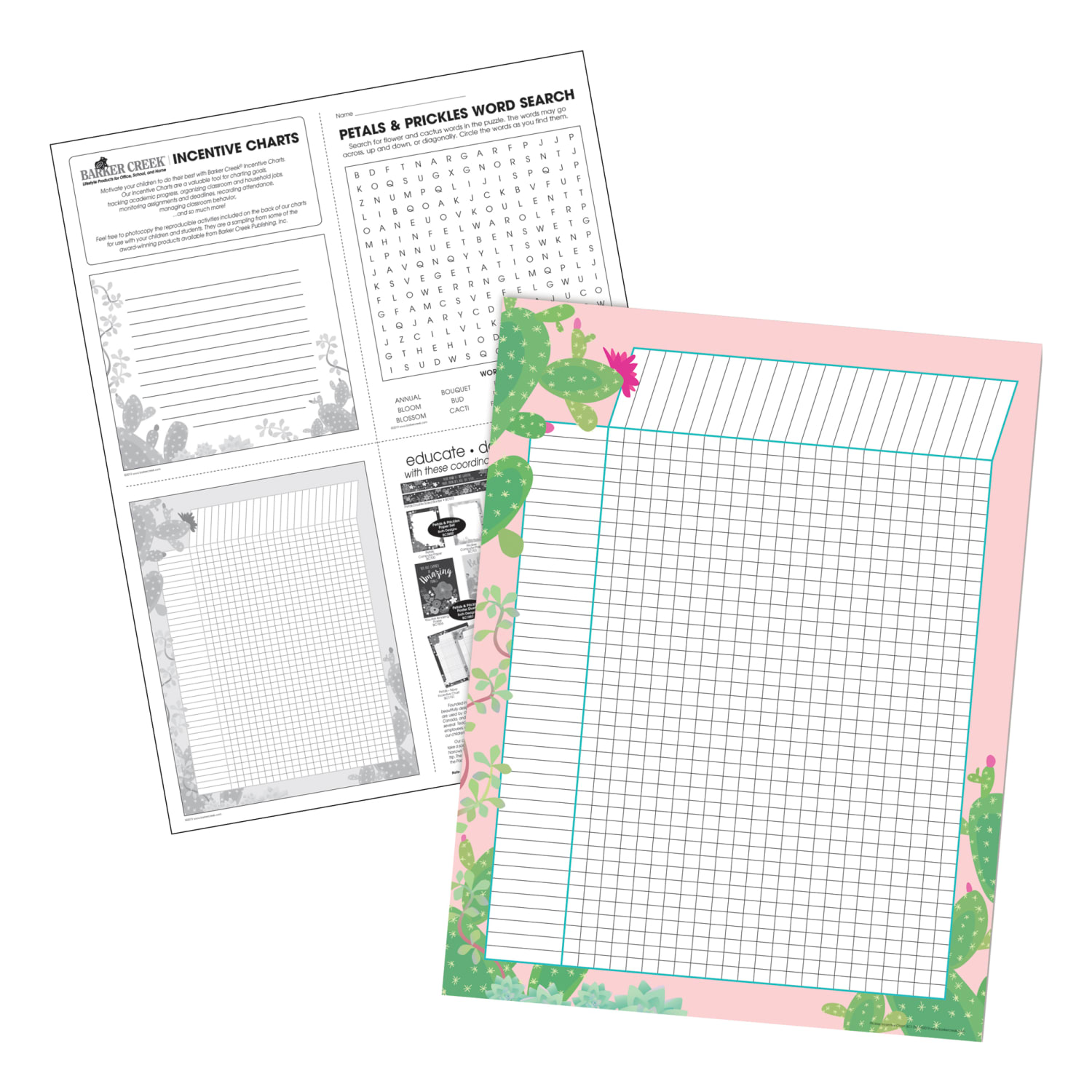 Barker Creek Incentive Charts, 22in x 17in, Petals & Prickles, Set Of 4 Charts - Image 5