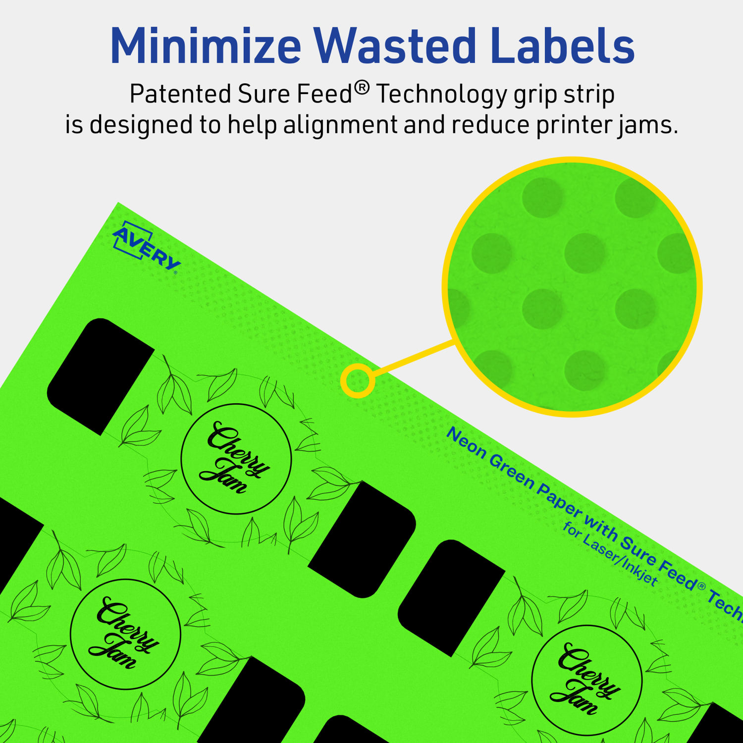 Avery Print-To-The-Edge Labels With Sure Feed Technology, 94122-NGP20, Cigar, 1-1/2in x 3-1/2in, Matte Neon Green, Pack of 200 - Image 5