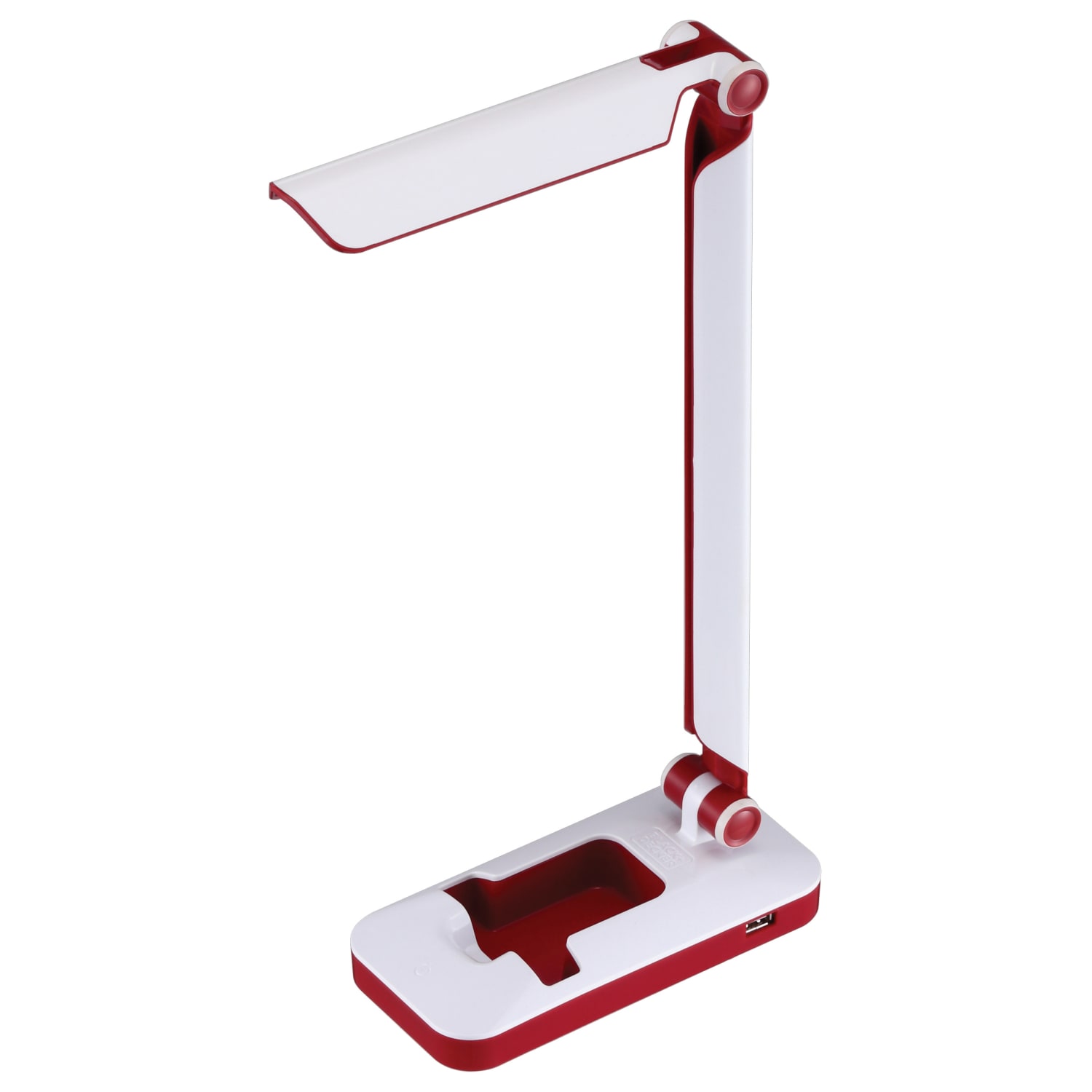 BLACK+DECKER PureOptics Verve Folding LED Desk Lamp, Adjustable, 16inH, Red/White