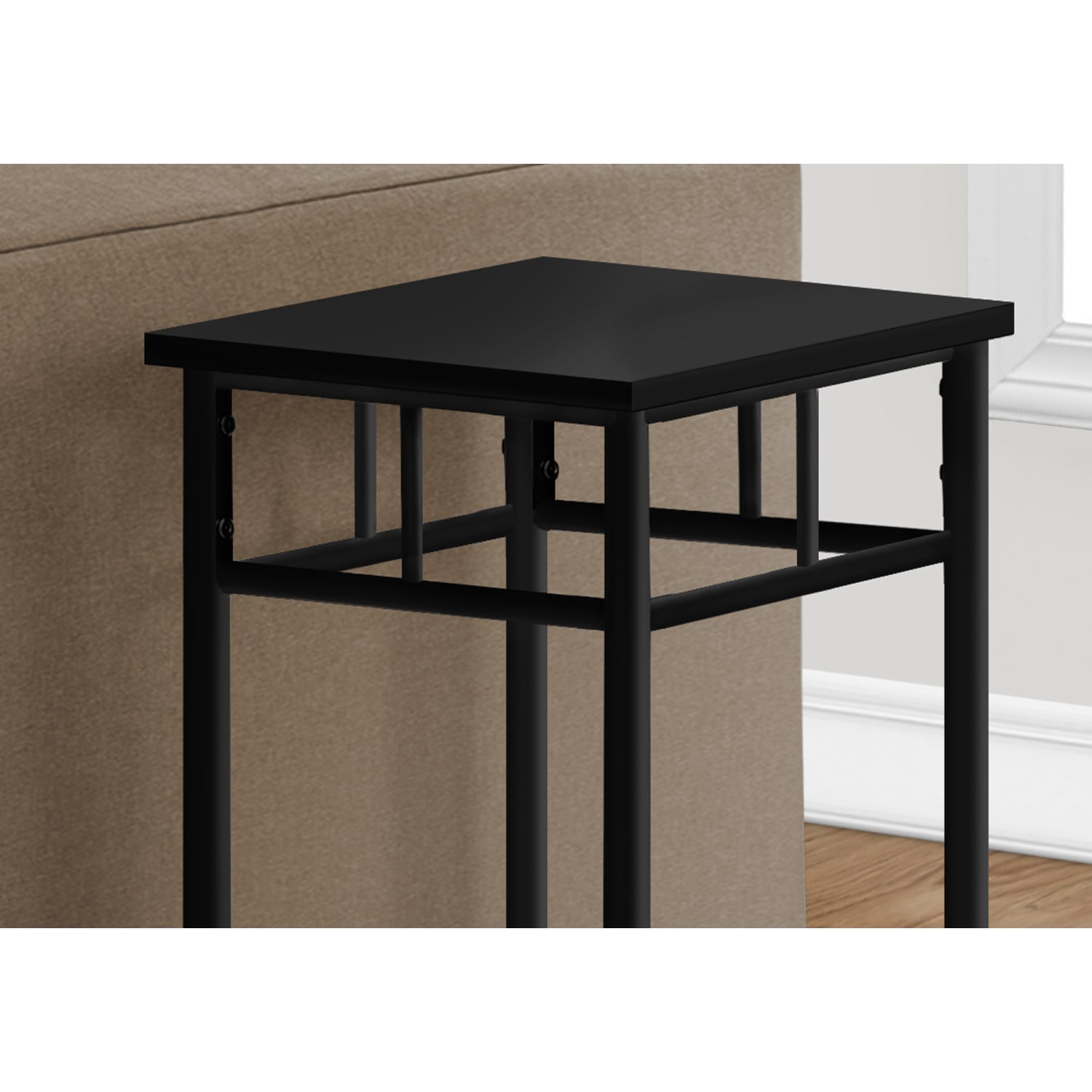 Monarch Specialties Avis Metal Square Accent Table, 28inH x 12inW x 12inD, Black/Black - Image 3