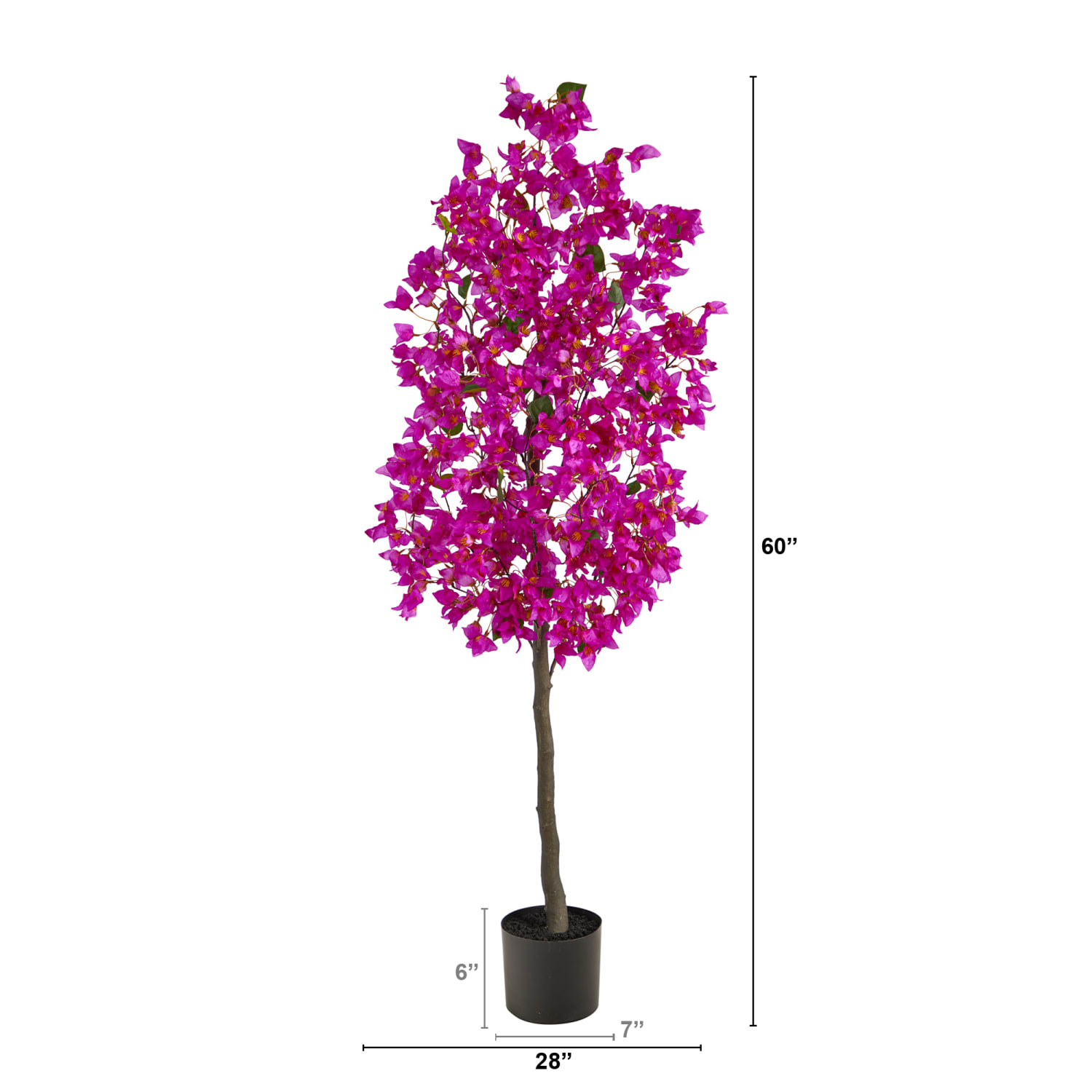 Nearly Natural Bougainvillea 60inH Artificial Plant With Planter, 60inH x 28inW x 9inD, Purple/Black - Image 3