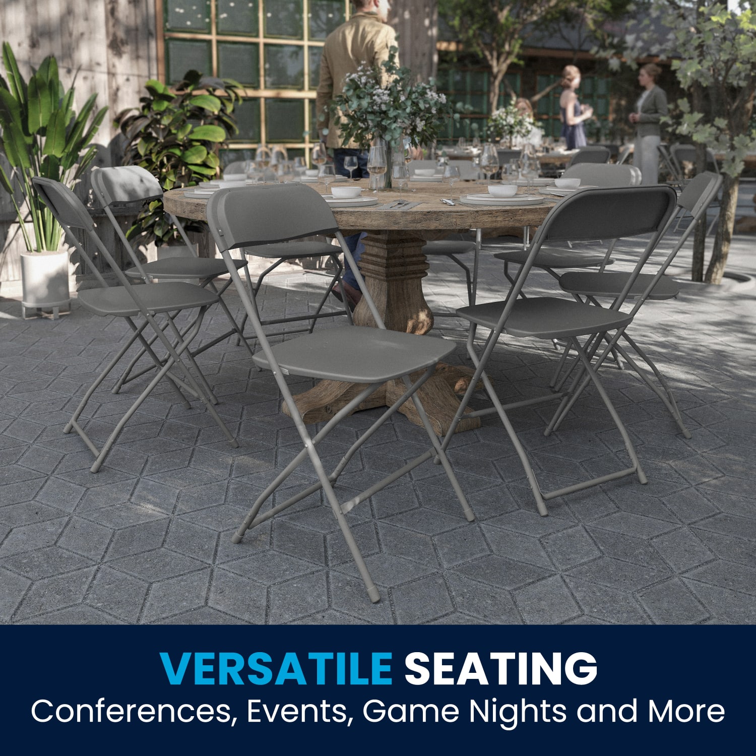 Flash Furniture HERCULES Series Premium Plastic Folding Chairs Gray Set Of 10 Chairs PopularChairscom