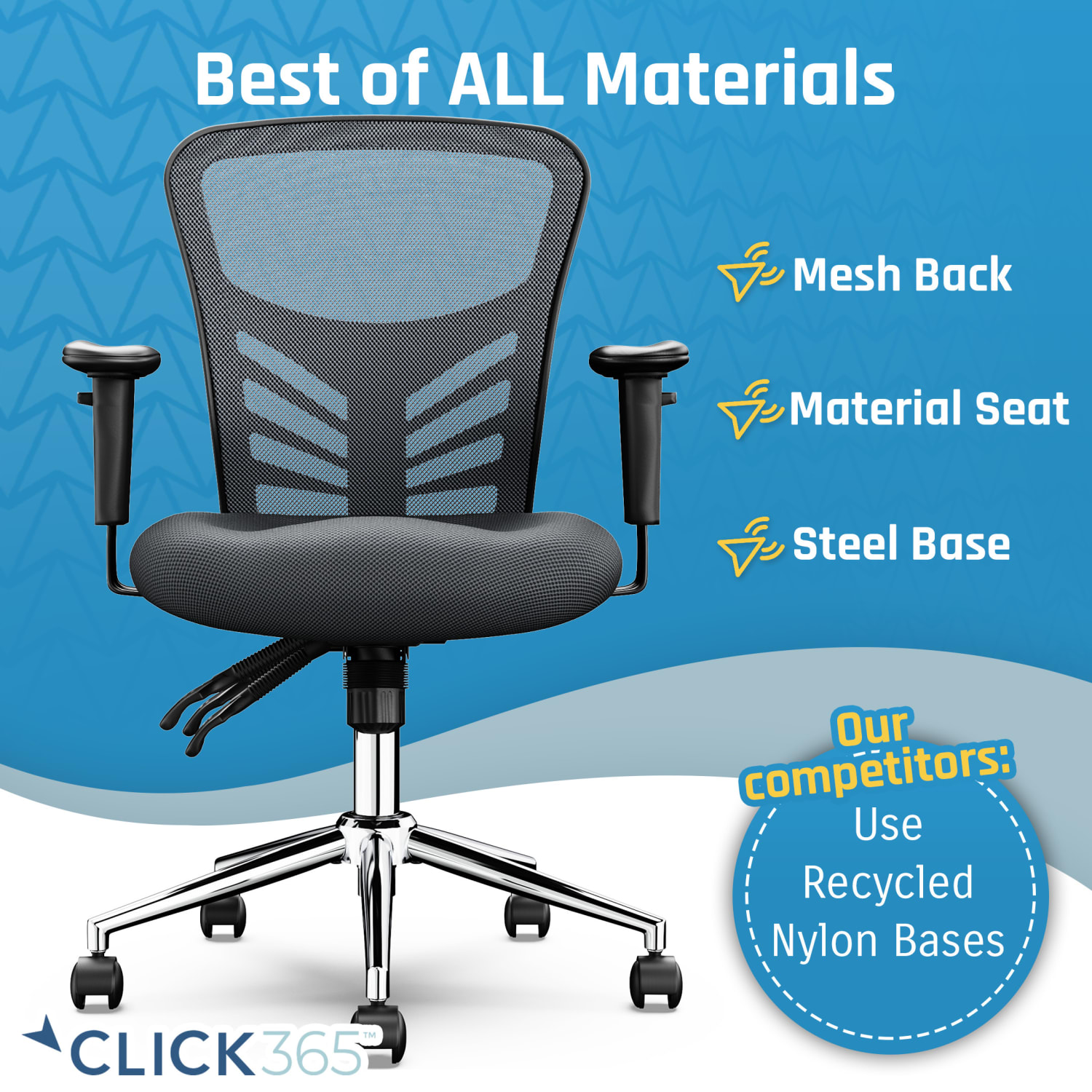 Click365 Flow Ergonomic Mesh MidBack Office Task Chair Gray PopularChairscom Click365 Flow Ergonomic Mesh Mid Back Office Task Chair Gray PopularChairscom
