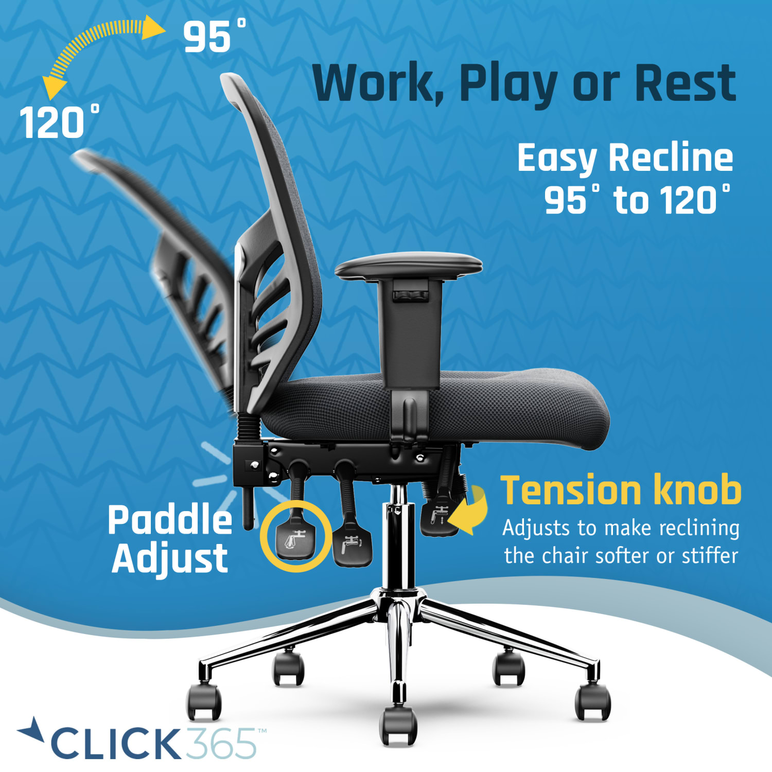 Click365 Flow Ergonomic Mesh MidBack Office Task Chair Gray PopularChairscom Click365 Flow Ergonomic Mesh Mid Back Office Task Chair Gray PopularChairscom