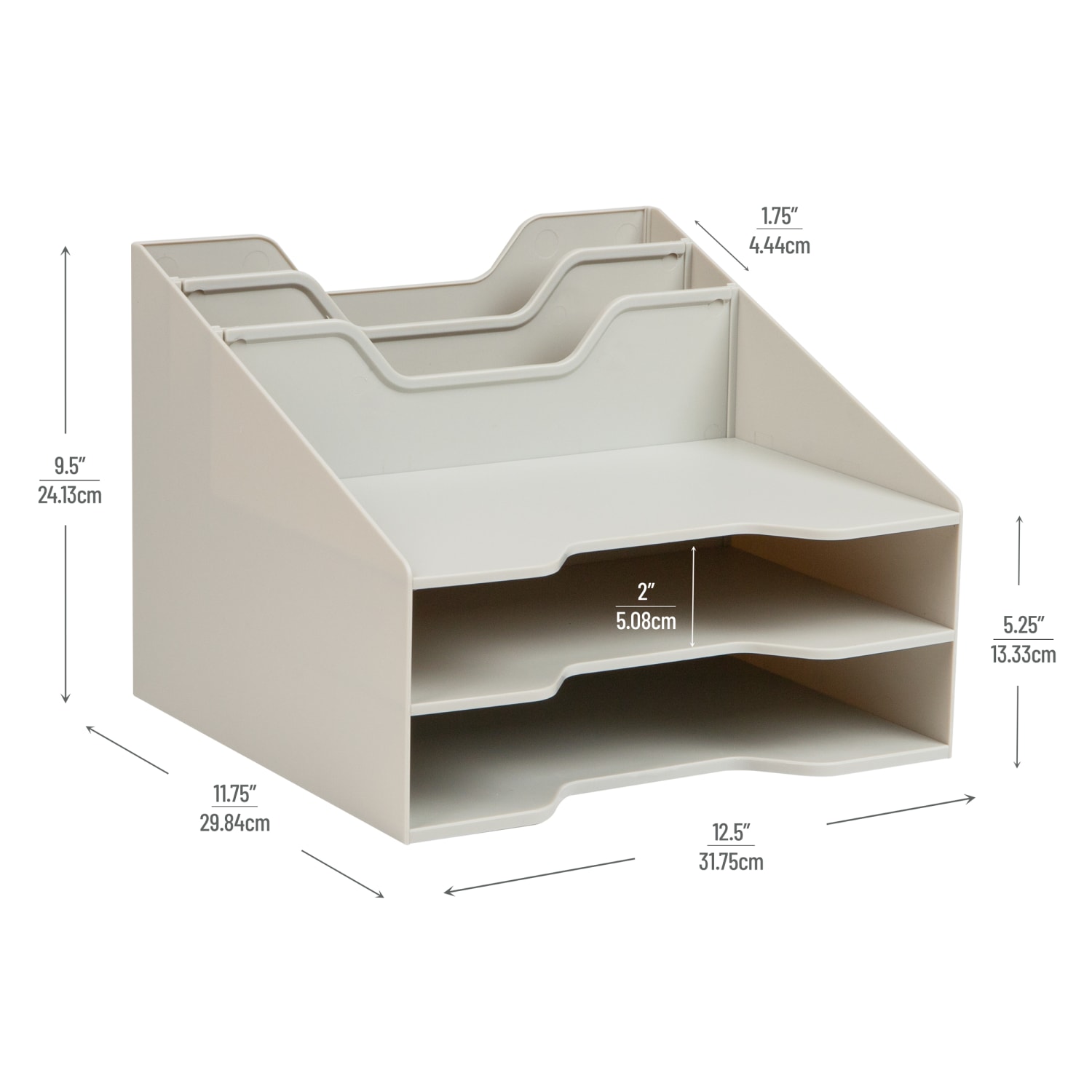 Mind Reader Desktop Organizer, 9-1/2inH x 11-3/4inW x 12-1/2inD, Beige - Image 4