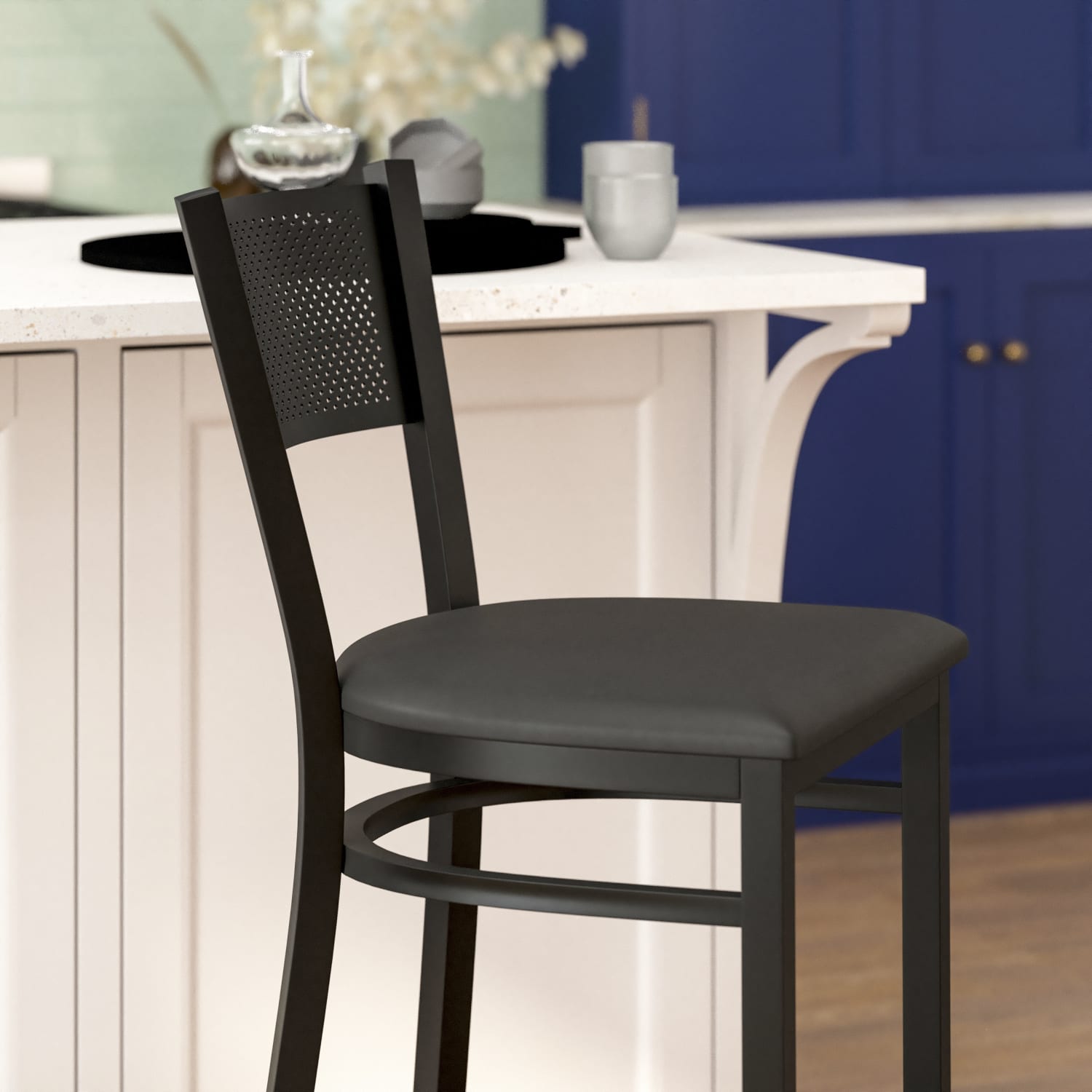 Flash Furniture MetalVinyl Restaurant Barstool With Grid Back Black PopularChairscom Flash Furniture MetalVinyl Restaurant Barstool With Grid Back Black PopularChairscom