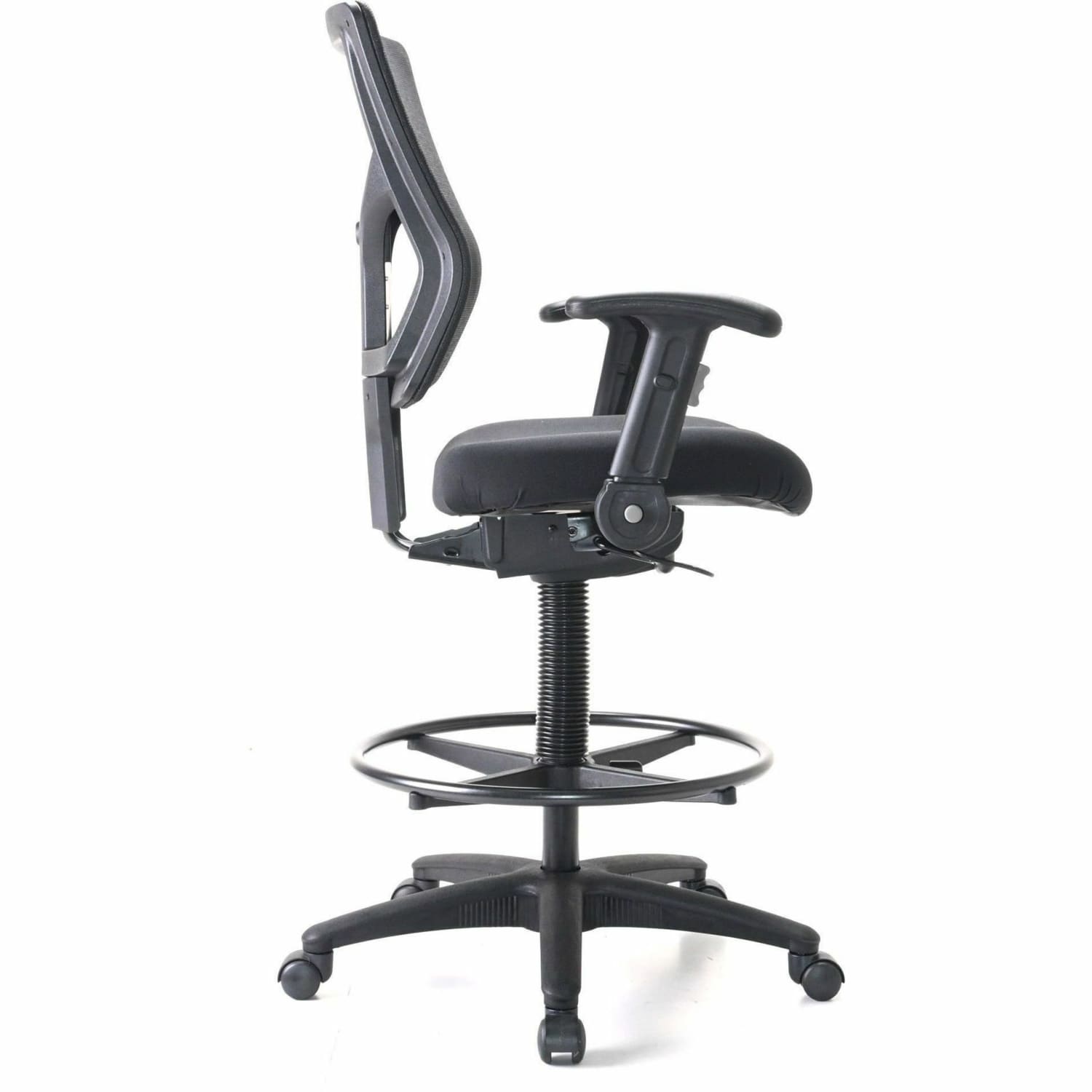 Lorell Conjure Office Stool - Fabric, Polyurethane, Molded Foam Seat Material - Black - Armrest - 1 Each - Image 4