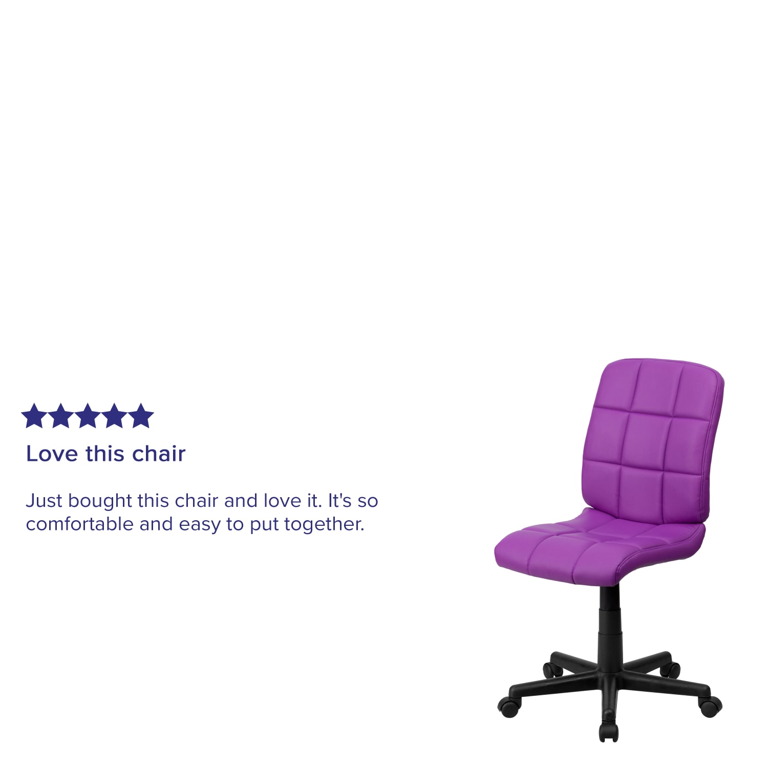 Flash Furniture Quilted Vinyl Mid-Back Swivel Task Chair, Purple/Black - Image 6
