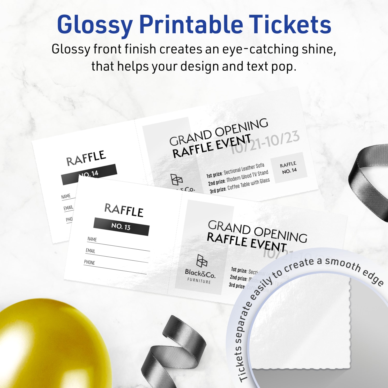 Avery Printable Tickets, 2-1/8inx5.5in, Glossy White, Pack Of 80 - Image 3
