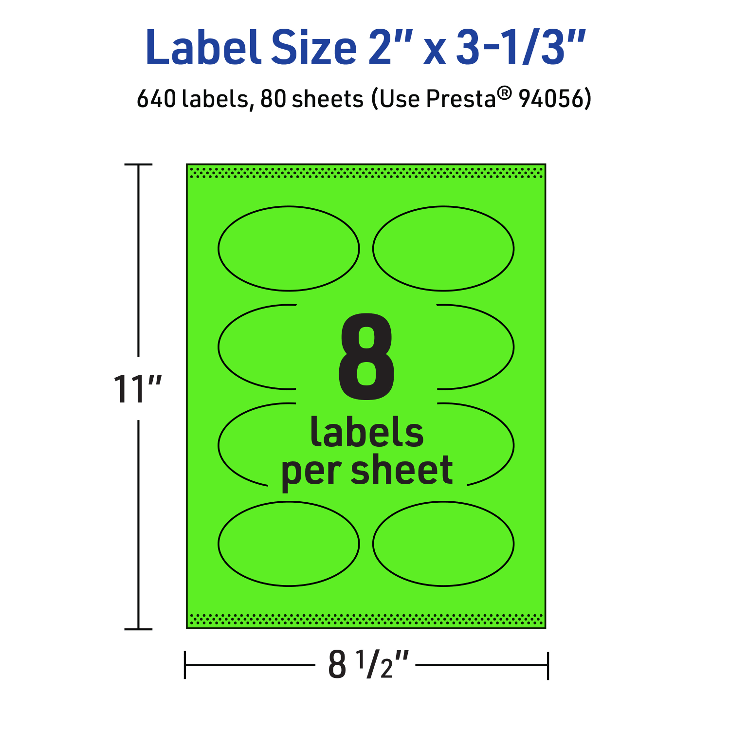 Avery Print-To-The-Edge Labels With Sure Feed Technology And Easy Peel Label Feature, 94056-NGP80, Oval, 2in x 3-1/3in, Matte Neon Green, Pack of 640 - Image 6