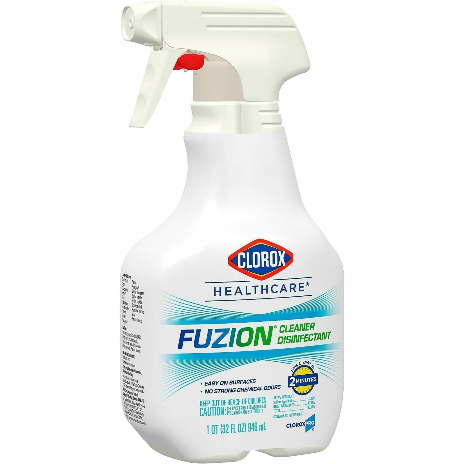 Clorox Fuzion Cleaner Disinfectant - Ready-To-Use - 32 fl oz (1 quart) - Low Odor, Odor Neutralizer, Easy to Use - Translucent Bottle - 432 / Pallet - Image 3