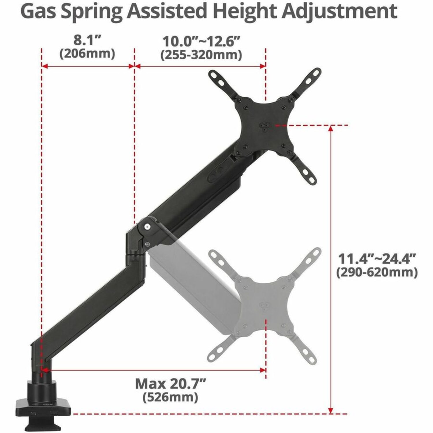 SIIG Single Monitor Heavy-Duty Premium Gas Spring Desk Moun - Image 5