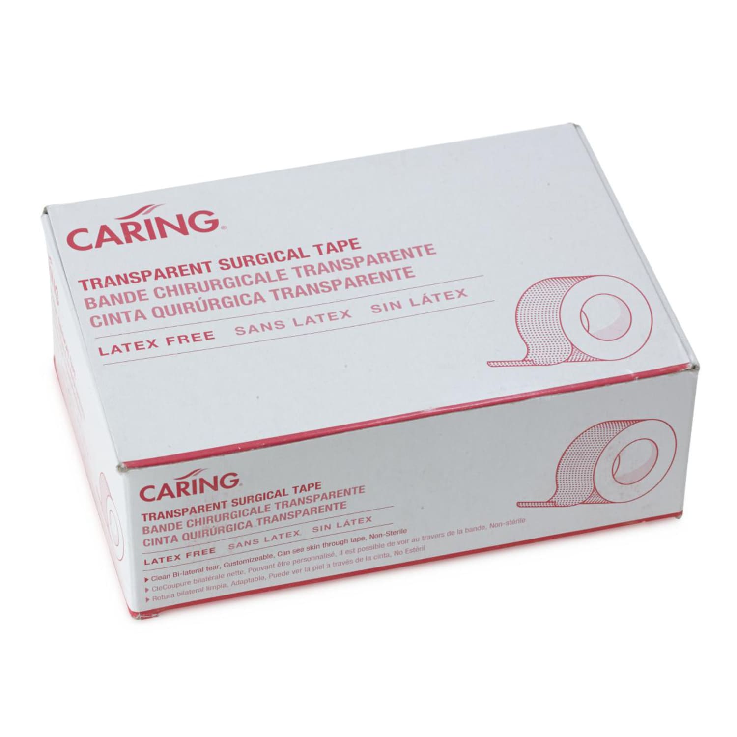 Medline Caring Adhesive Tape, 1in x 10 Yd., Transparent, Pack Of 12