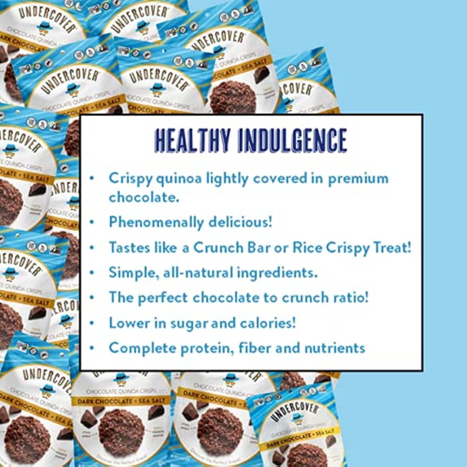 Undercover Snacks Quinoa Crisps, Dark Chocolate And Sea Salt, 0.25 Oz, Case Of 125 Bags - Image 3
