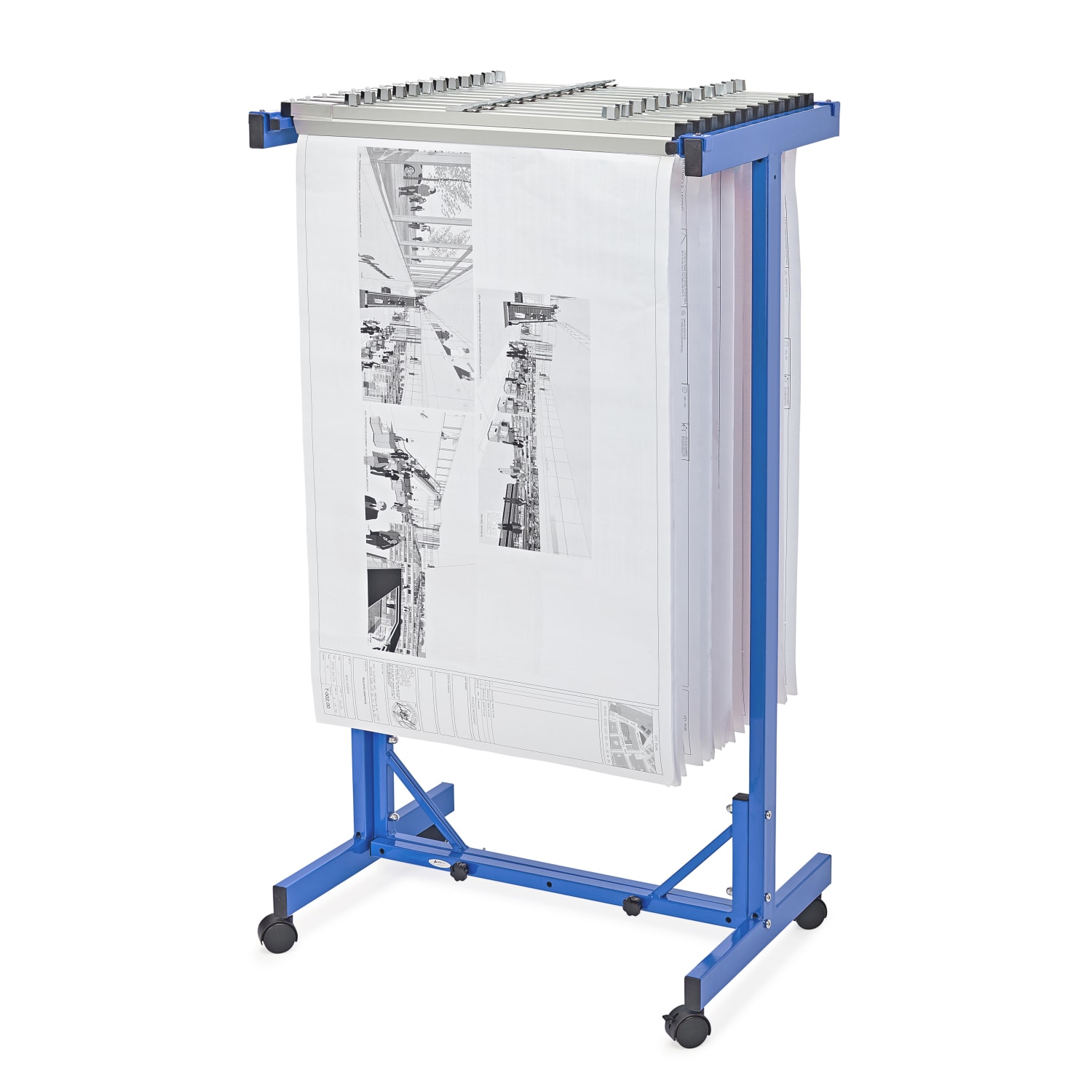 Alpine AdirOffice Expandable Large Blueprint Mobile Plan Center, 51inH x 29inW x 20-1/2inD, Blue - Image 3
