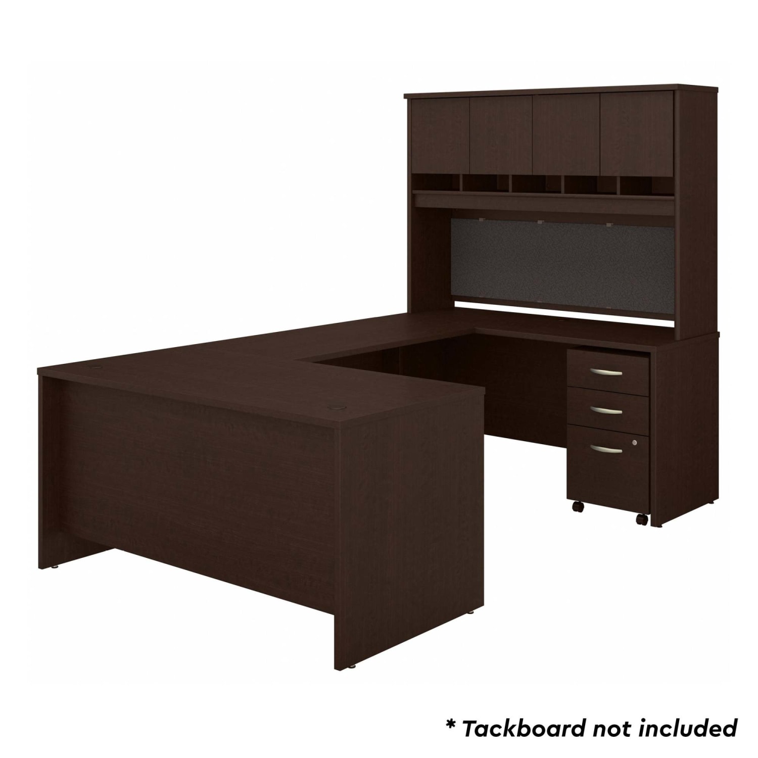 Bush Business Furniture 60inW U-Shaped Corner Desk With Hutch And Mobile File Cabinet, Mocha Cherry, Standard Delivery - Image 3