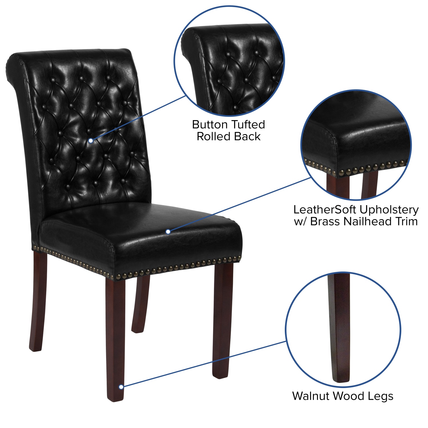 Flash Furniture Hercules Series Leathersoft Parsons Chair, Black - Image 4