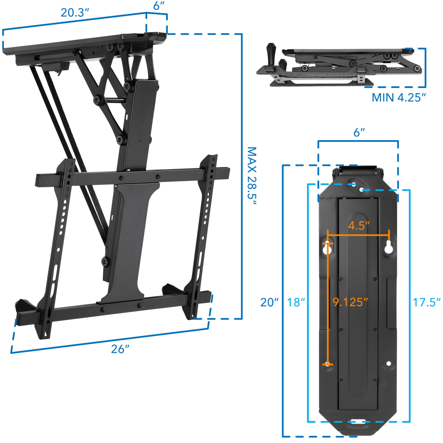 Mount-It! Motorized Ceiling 70in TV Mount With Remote and App Controller, Black - Image 4