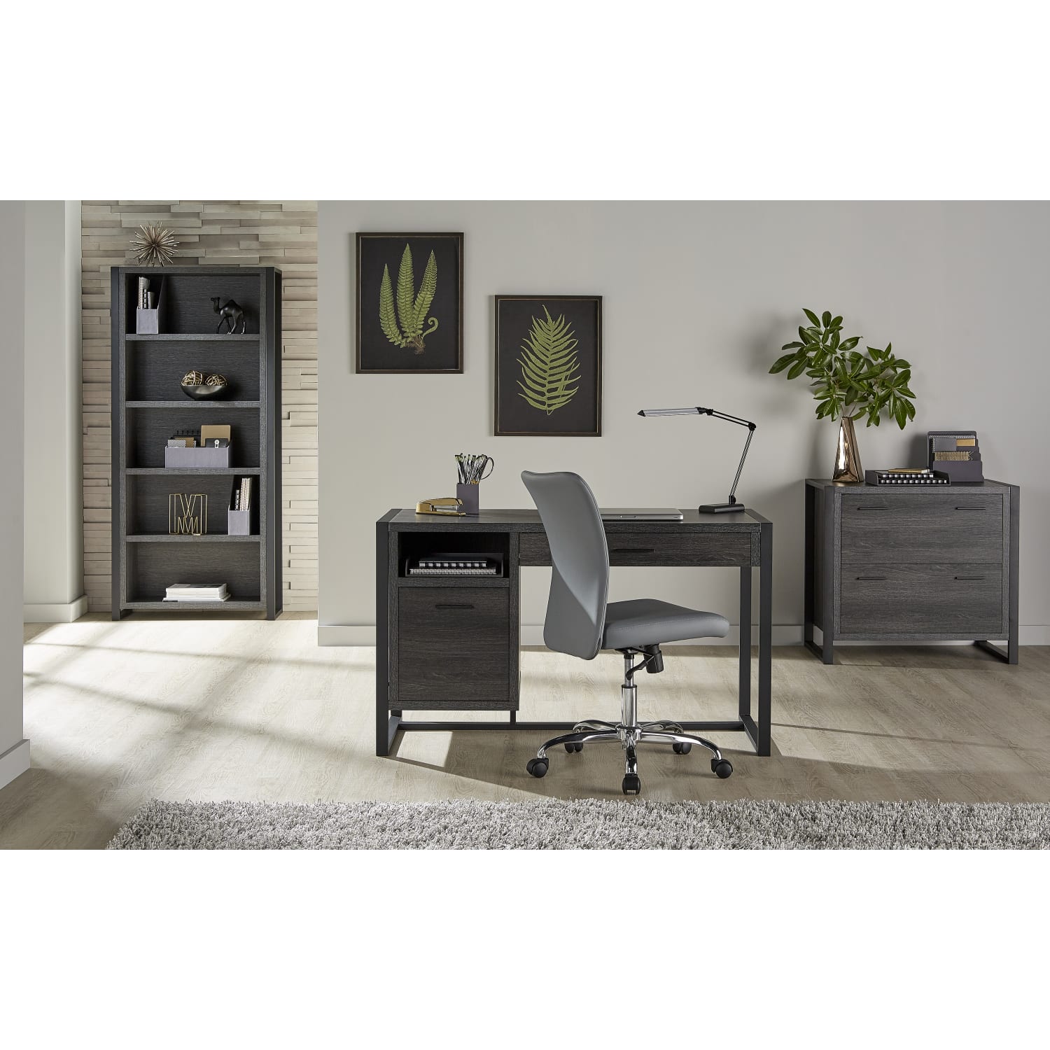 Realspace DeJori 32-3/4inW x 19-9/16inD Lateral 2-Drawer File Cabinet, Charcoal - Image 5