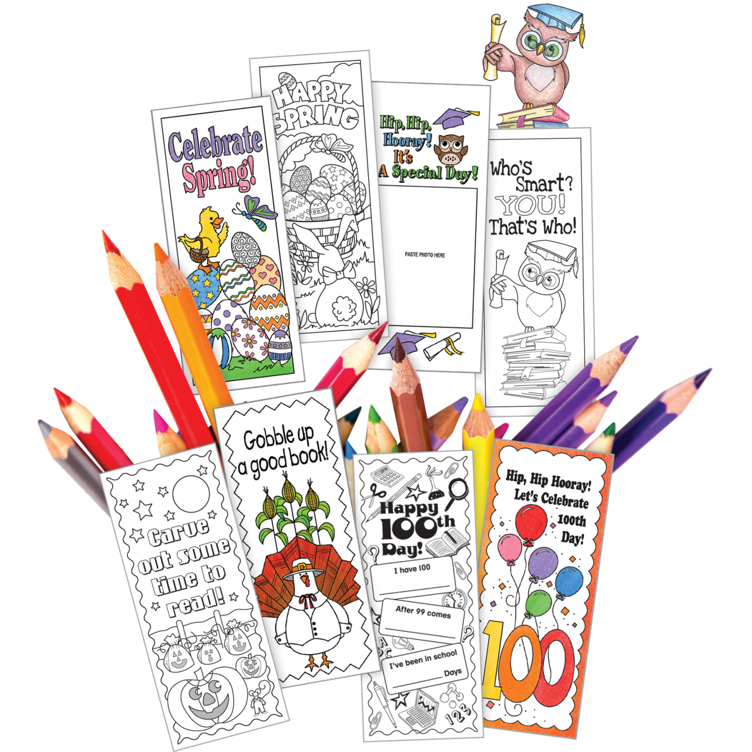 Barker Creek Color Me! Celebrate The Year Bookmark Set, 6in x 2 1/2in, Black/White, Set Of 360