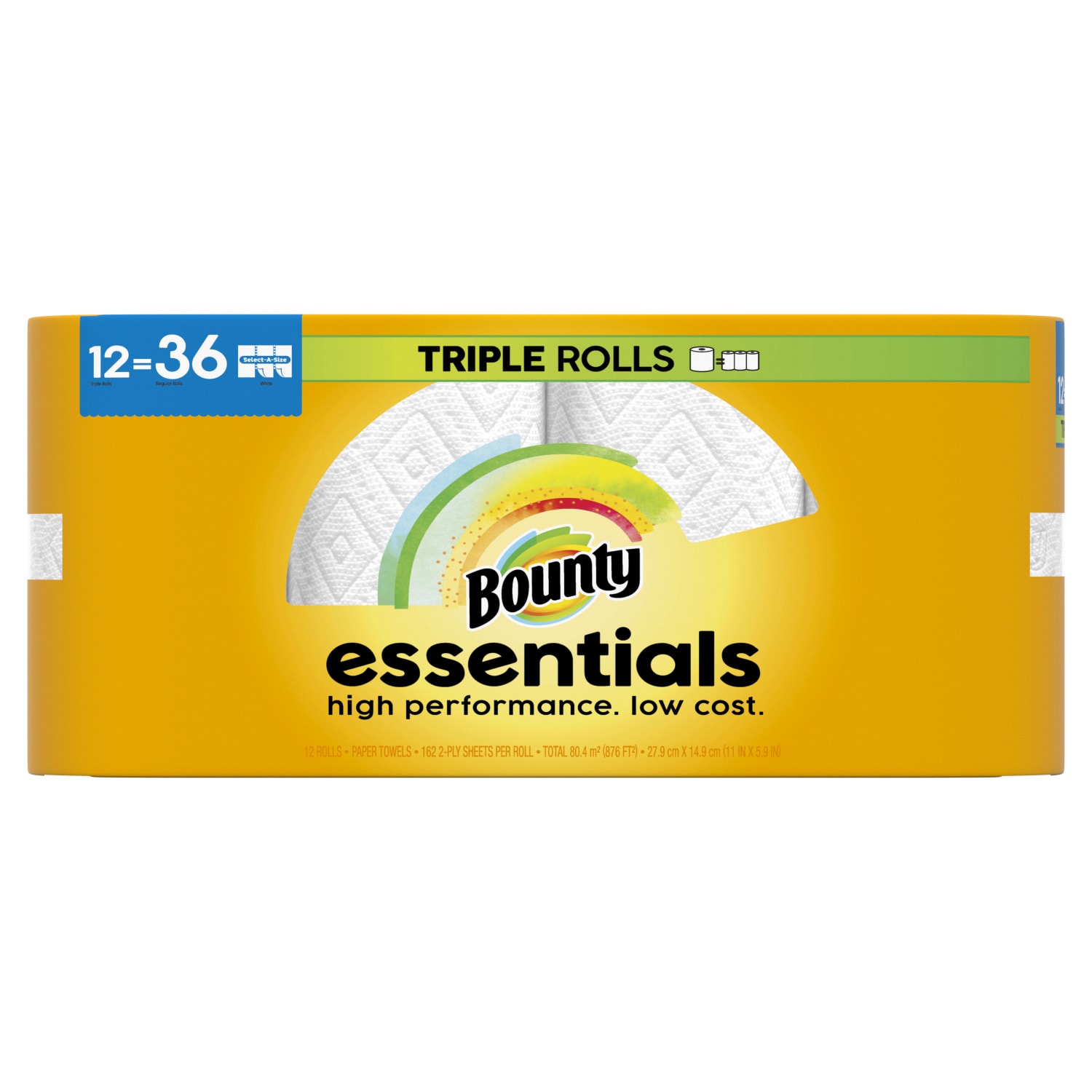 Bounty Paper Towels Essentials 2-Ply Select-A-Size Triple Rolls, 12 Rolls Total/162 Sheets Per Roll, White - Image 5