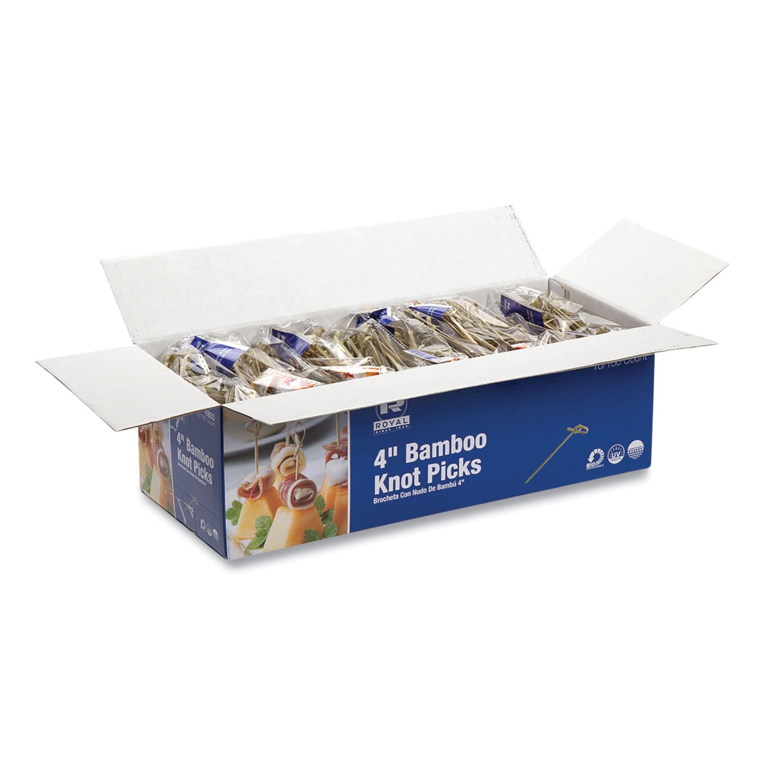 AmerCareRoyal Knotted Bamboo Picks, 4in, Natural, Pack Of 100 Picks, Carton of 10 Packs - Image 4