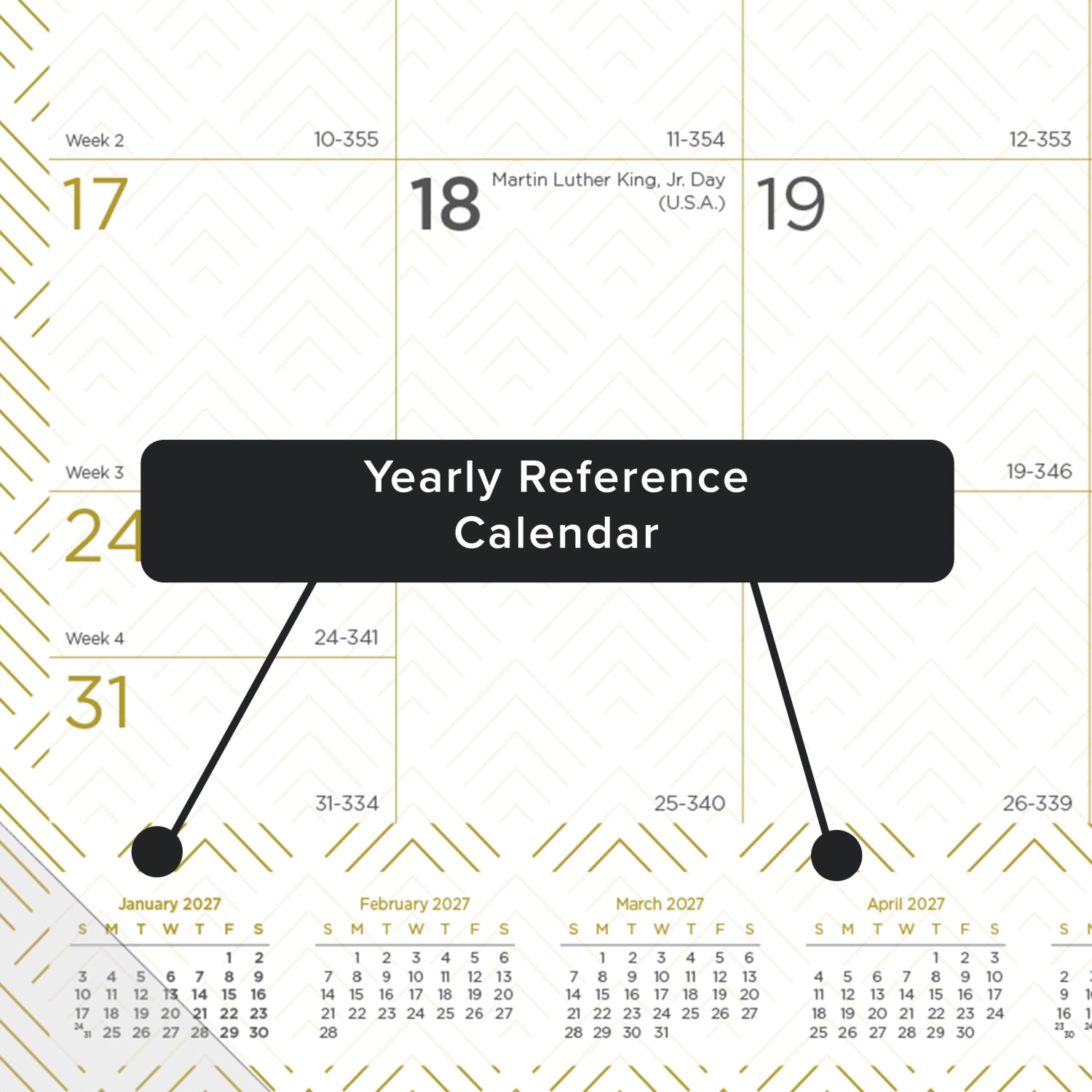 2027 Blueline Classic Gold Monthly Desk Pad Calendar, 22in x 17in, Gold/White, January To December, C199003, Total Qty 1 - Image 6
