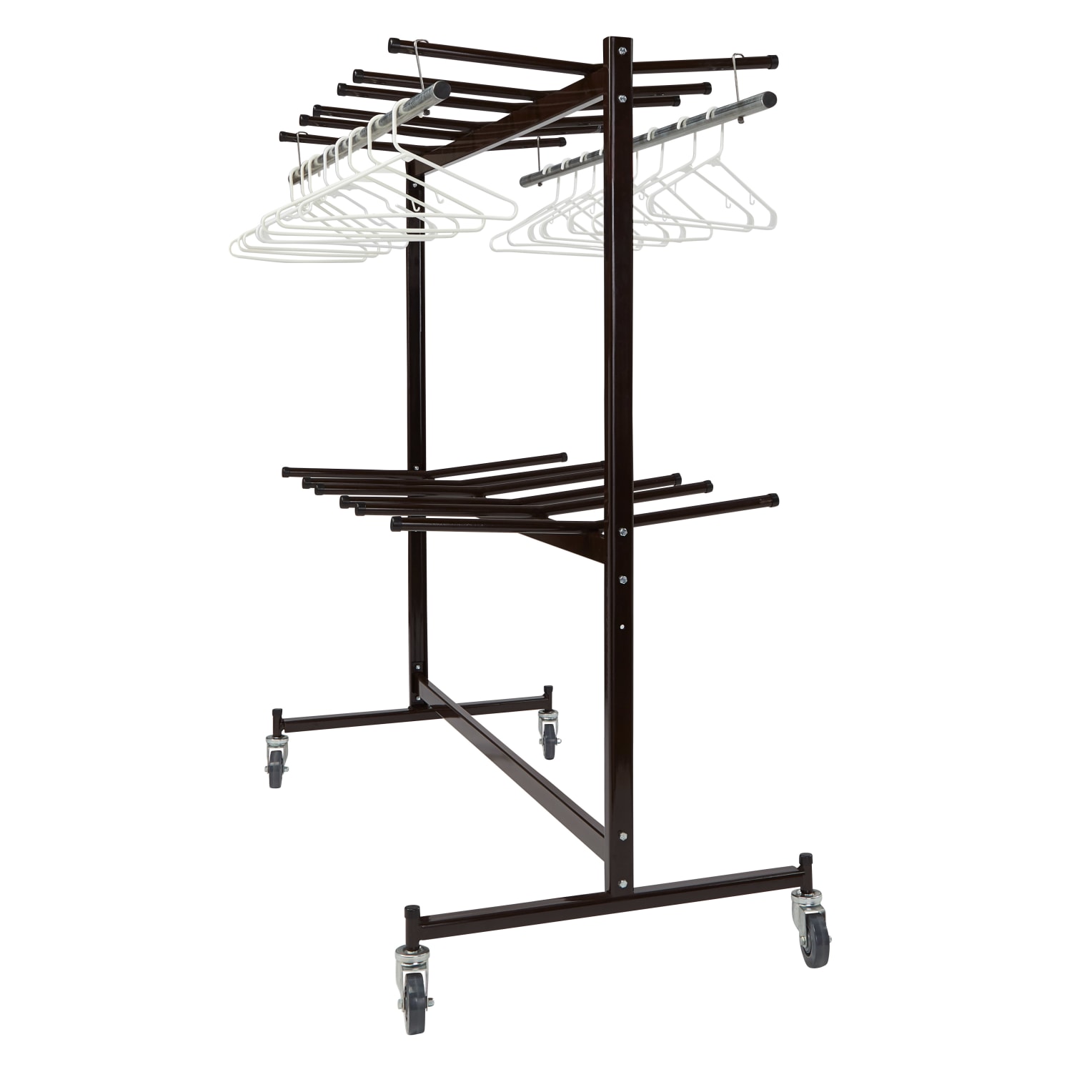 National Public Seating Folding Chair Dolly/Coat Rack, 70inH x 67inW x 33-1/4inD, Brown - Image 3