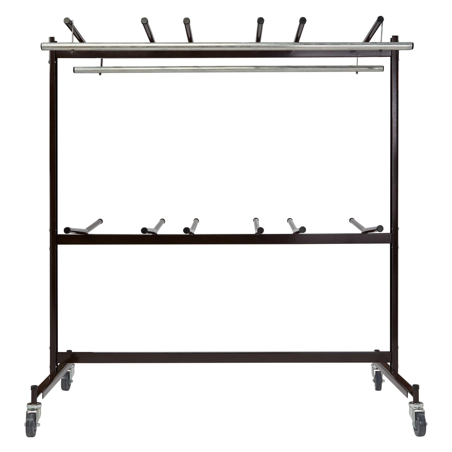 National Public Seating Folding Chair Dolly/Coat Rack, 70inH x 67inW x 33-1/4inD, Brown - Image 4