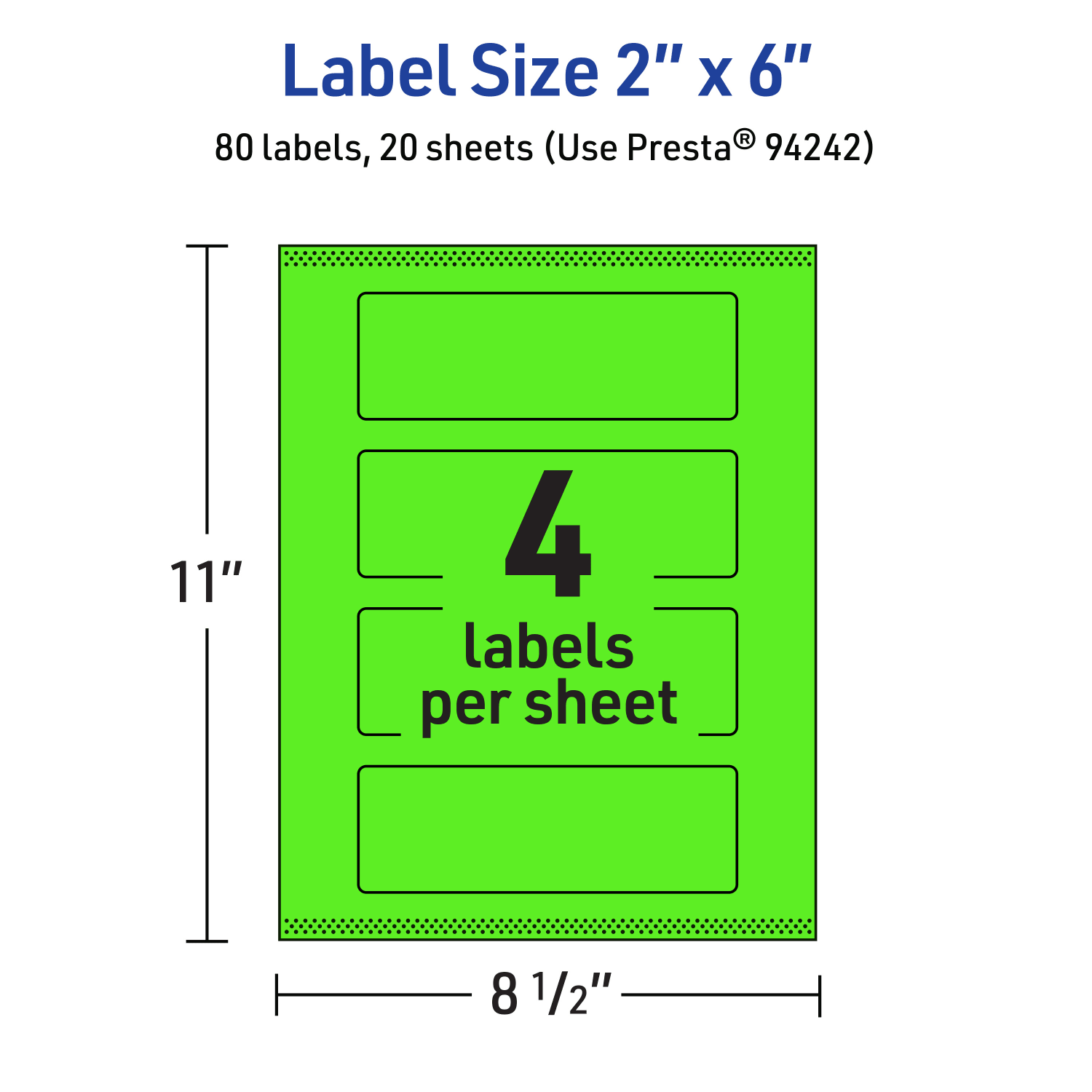 Avery Print-To-The-Edge Labels With Sure Feed Technology And Easy Peel Label Feature, 94242-NGP20, Rectangle, 2in x 6in, Matte Neon Green, Pack of 80 - Image 6
