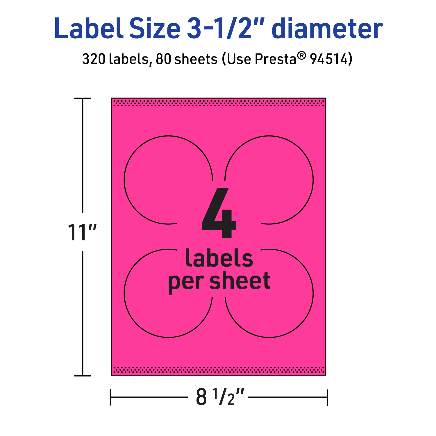 Avery Print-To-The-Edge Labels With Sure Feed Technology, 94514-NMP80, Round, 3-1/2in, Matte Neon Magenta, Pack of 320 - Image 6