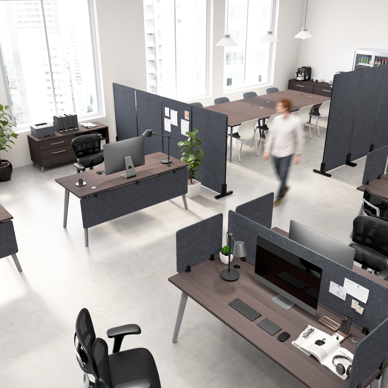 WorkPro Motiva Freestanding Privacy Screen, 55inH x 24inW x 15inD, Cool Charcoal, Standard Delivery - Image 3