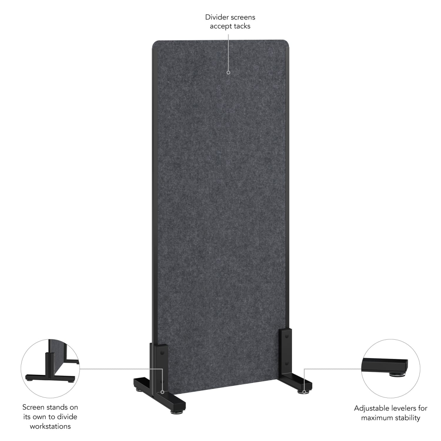 WorkPro Motiva Freestanding Privacy Screen, 55inH x 24inW x 15inD, Cool Charcoal, Standard Delivery - Image 4