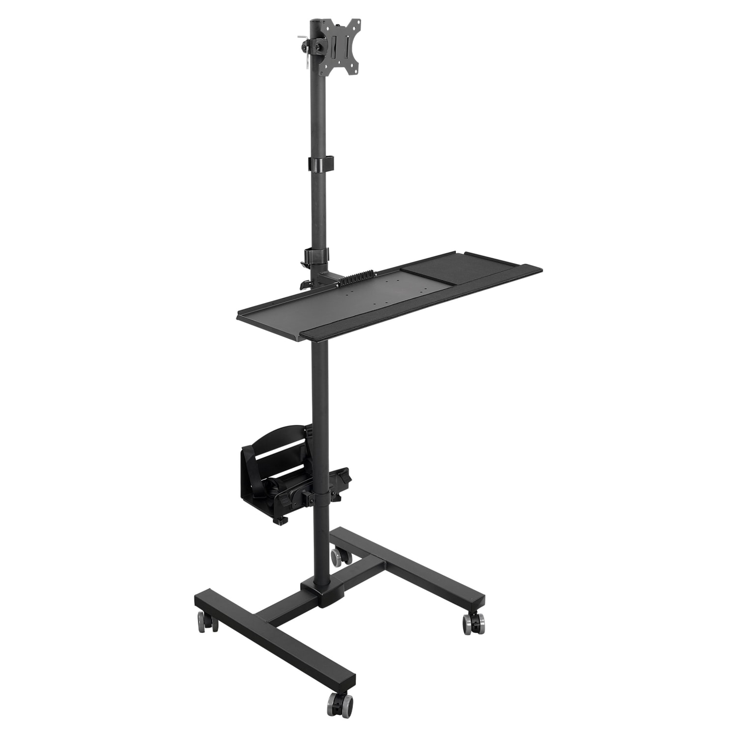 Mount-It! MI-7948 Rolling Computer Cart, 70inH x 25-3/4inW x 19-5/8inD, Black