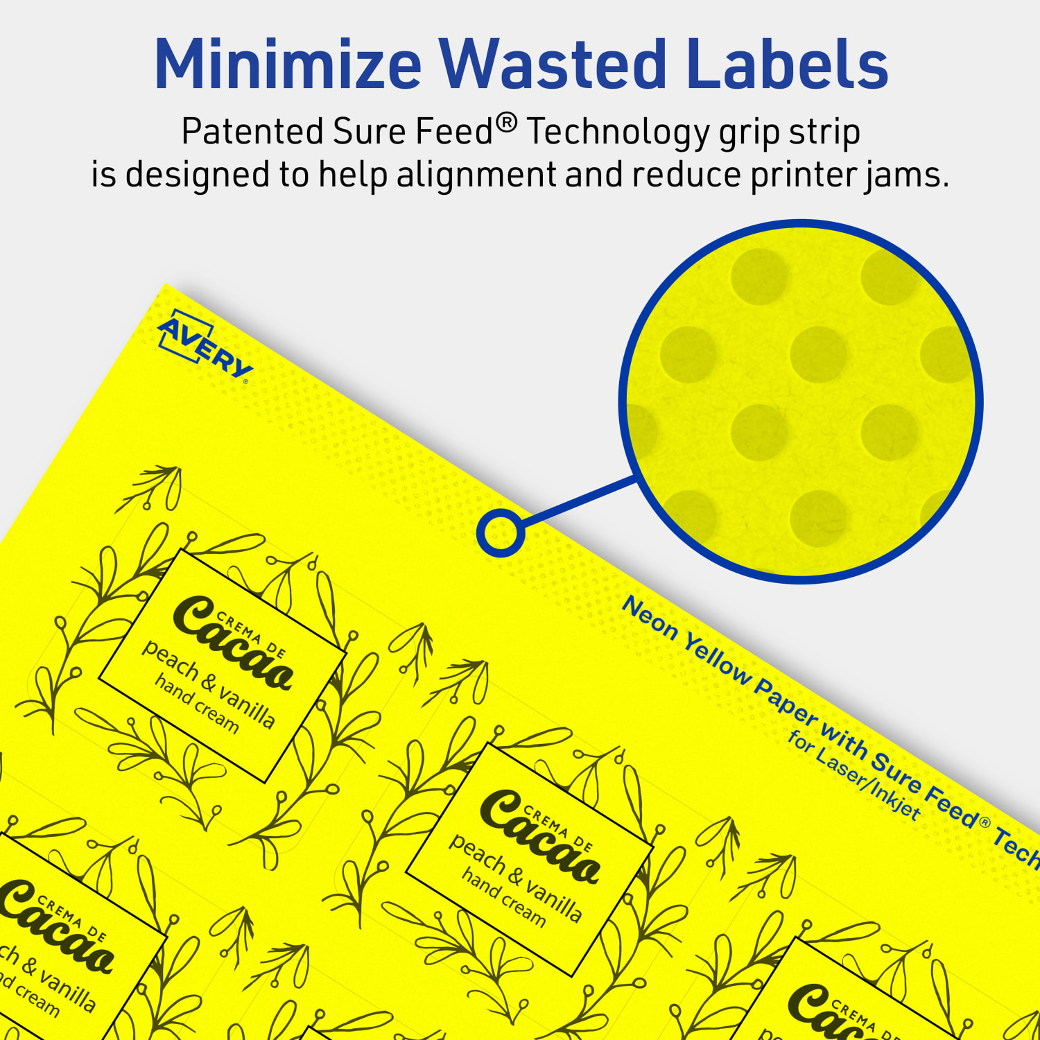 Avery Print-To-The-Edge Labels With Sure Feed Technology And Easy Peel, 94233-NYP20, Rectangle, 1-13/16in x 2-3/16in, Matte Neon Yellow, Pack of 240 - Image 5