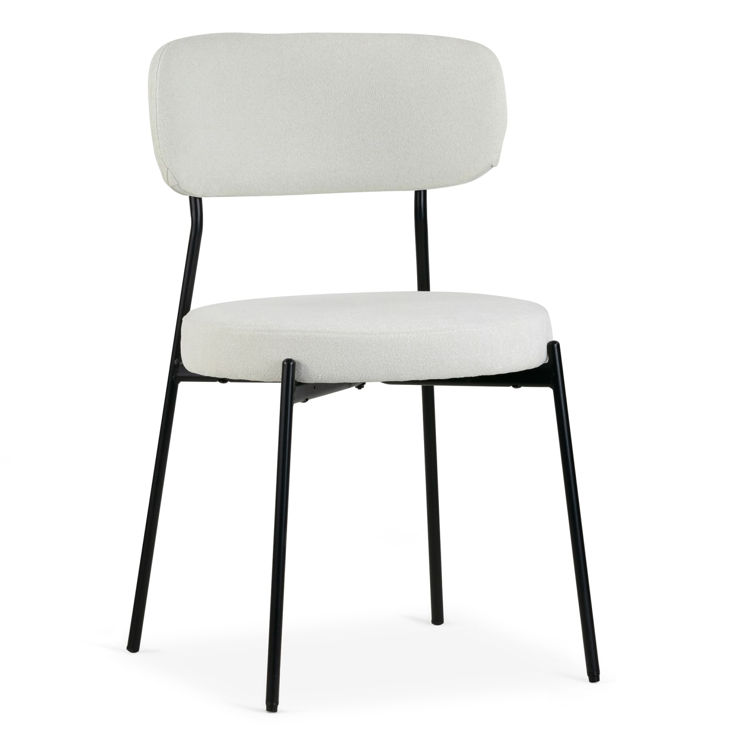 Glamour Home Aya Chenille Fabric Dining Accent Chairs, White, Set Of 2 Chairs - Image 3