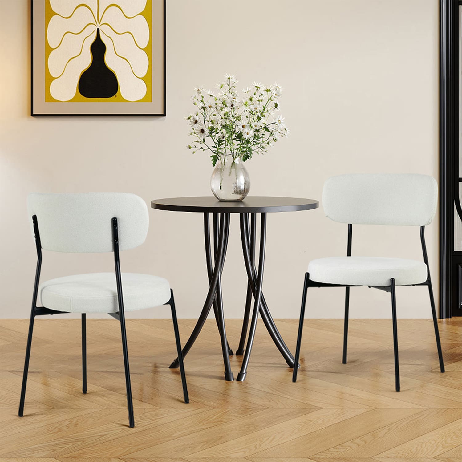 Glamour Home Aya Chenille Fabric Dining Accent Chairs, White, Set Of 2 Chairs - Image 8